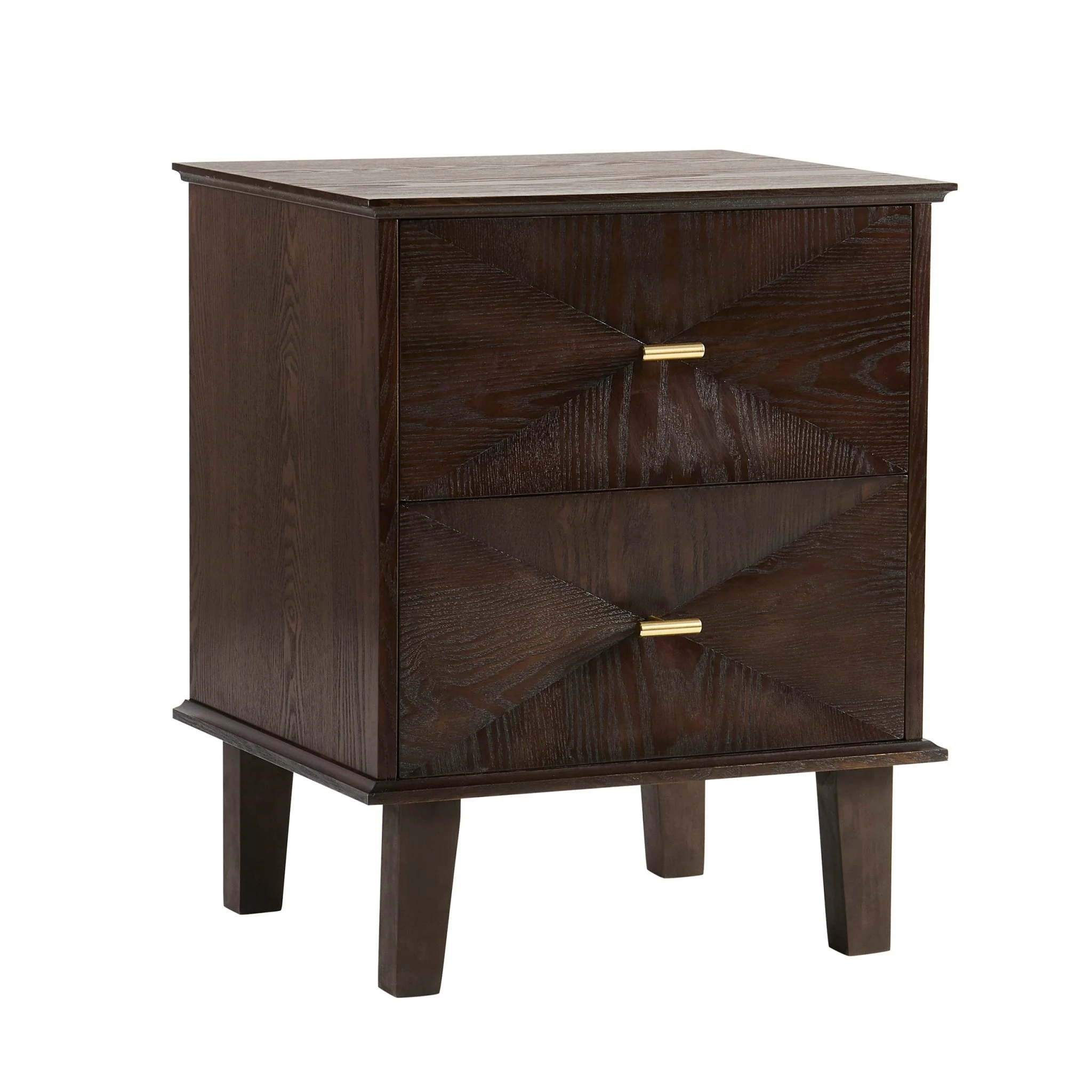 Brianna Concave 2 Drawer Bedside Table - Walnut - Image 6