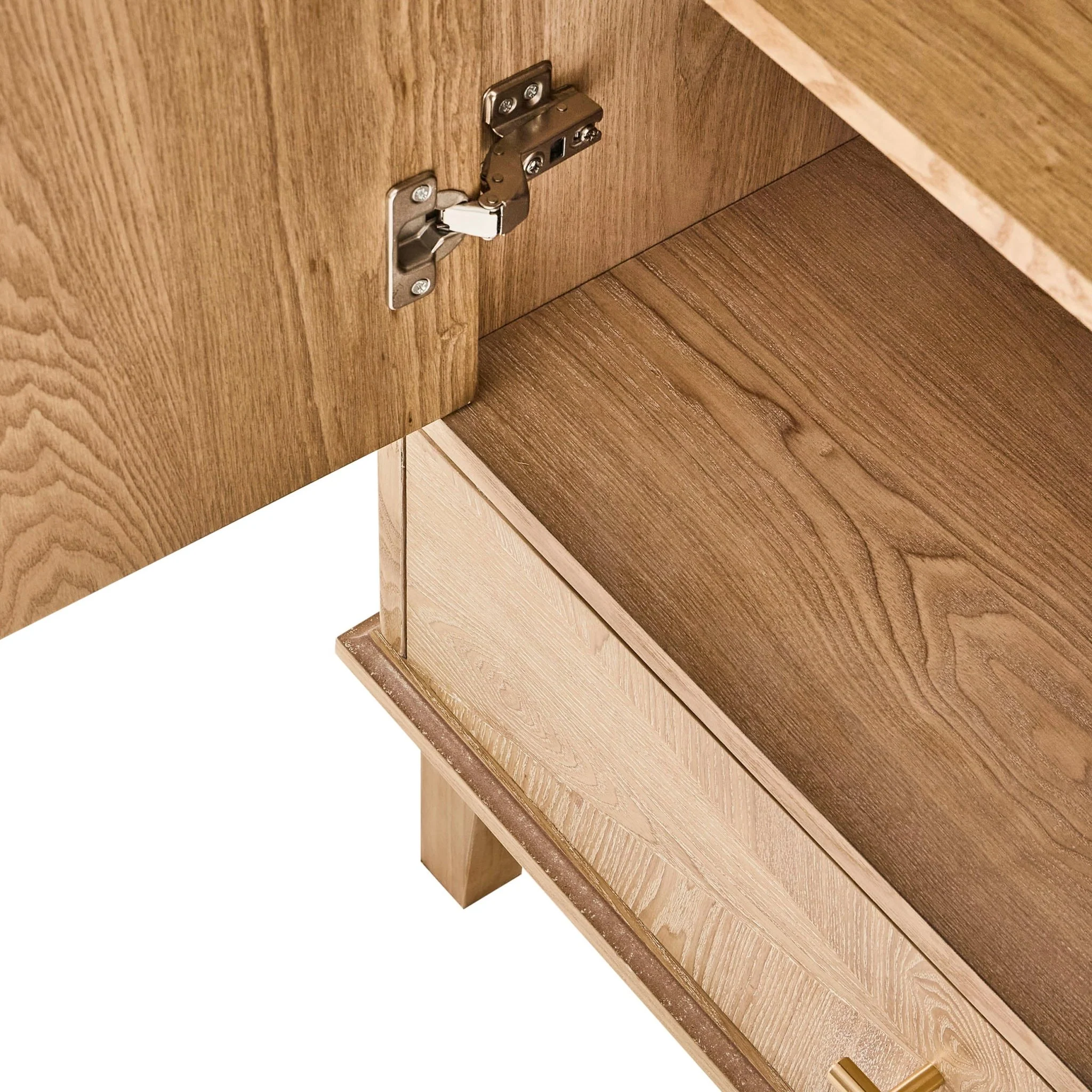 Brianna Concave 3 Door Wardrobe with Drawers - Light Wood - Image 6