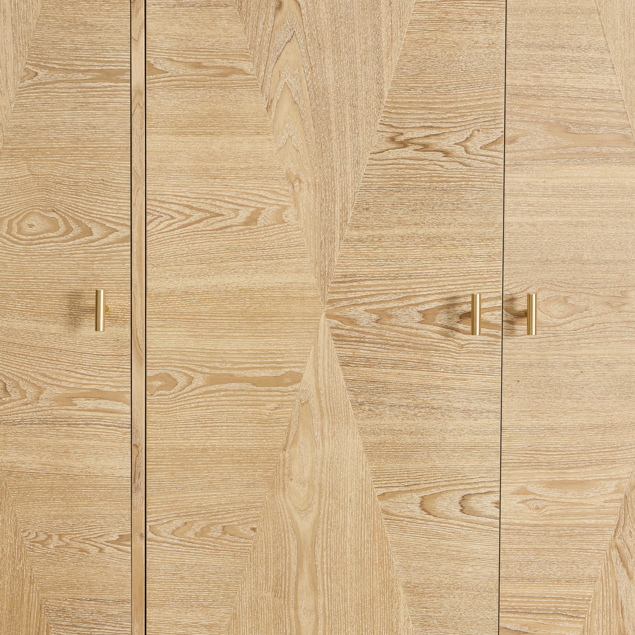 Brianna Concave 3 Door Wardrobe with Drawers - Light Wood - Image 7