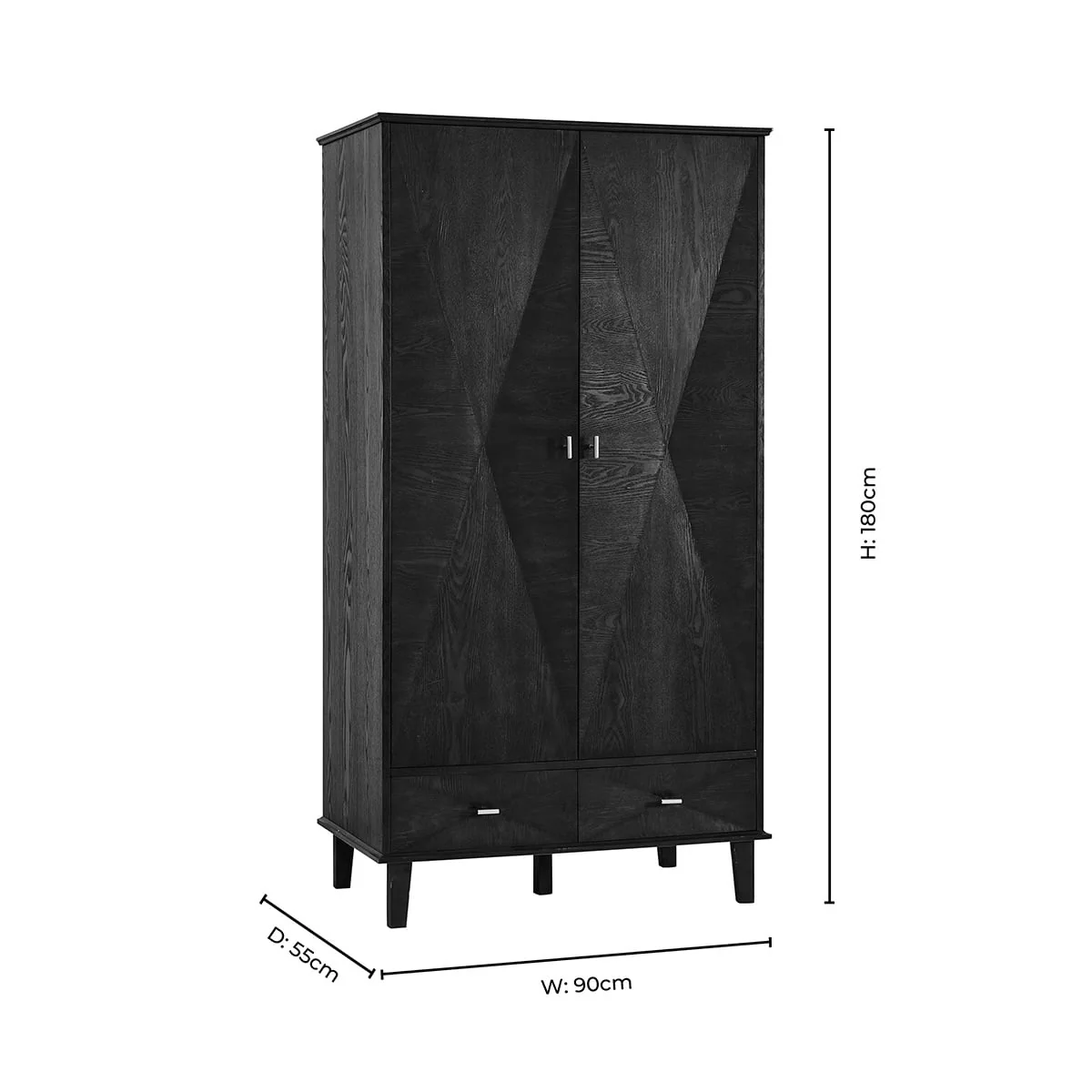 Brianna Concave 3 Door Wardrobe with Drawers - Walnut - Image 8