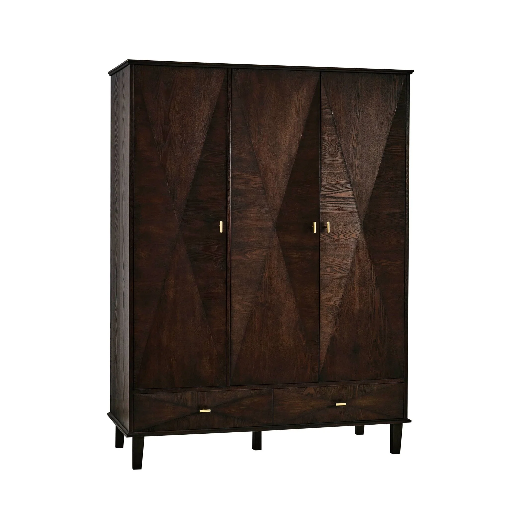 Brianna Concave 3 Door Wardrobe with Drawers - Walnut - Image 3