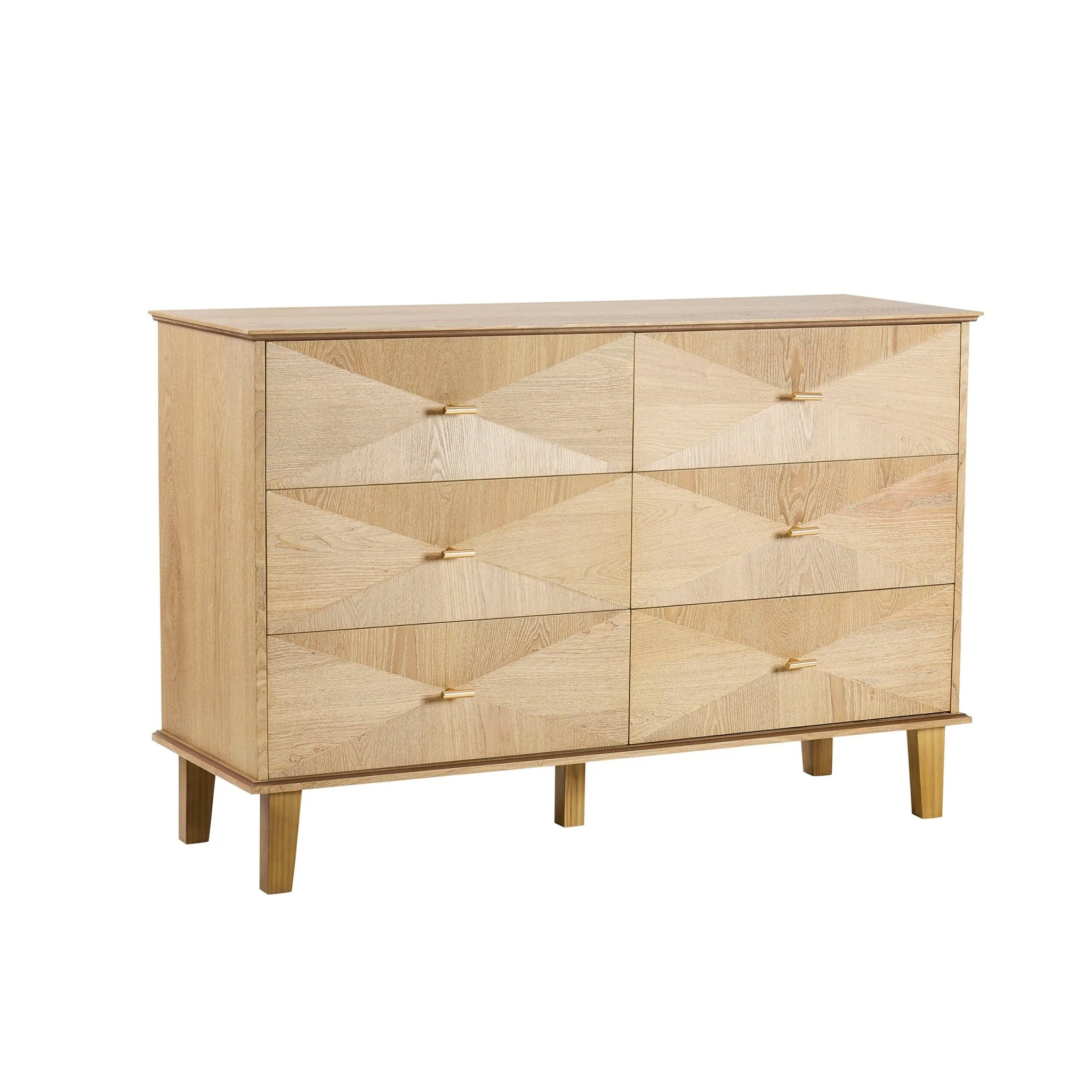 Brianna Concave 6 Drawer Chest - Light Wood - Image 3