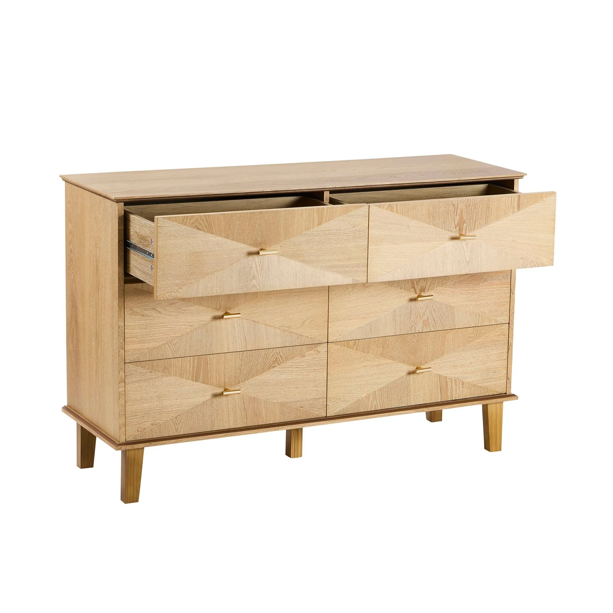 Brianna Concave 6 Drawer Chest - Light Wood - Image 4