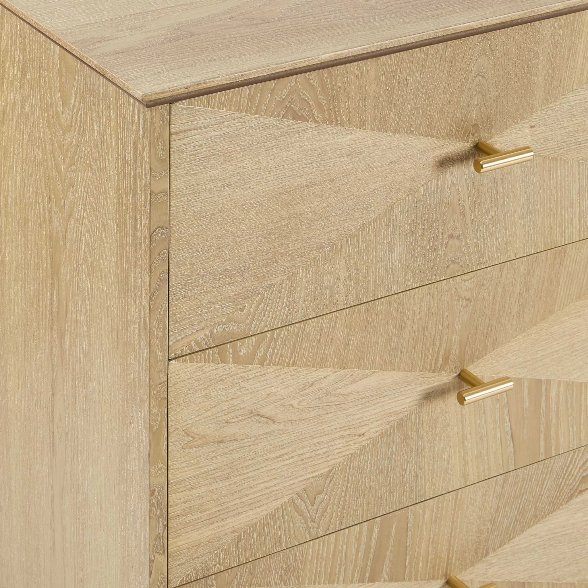 Brianna Concave 6 Drawer Chest - Light Wood - Image 6