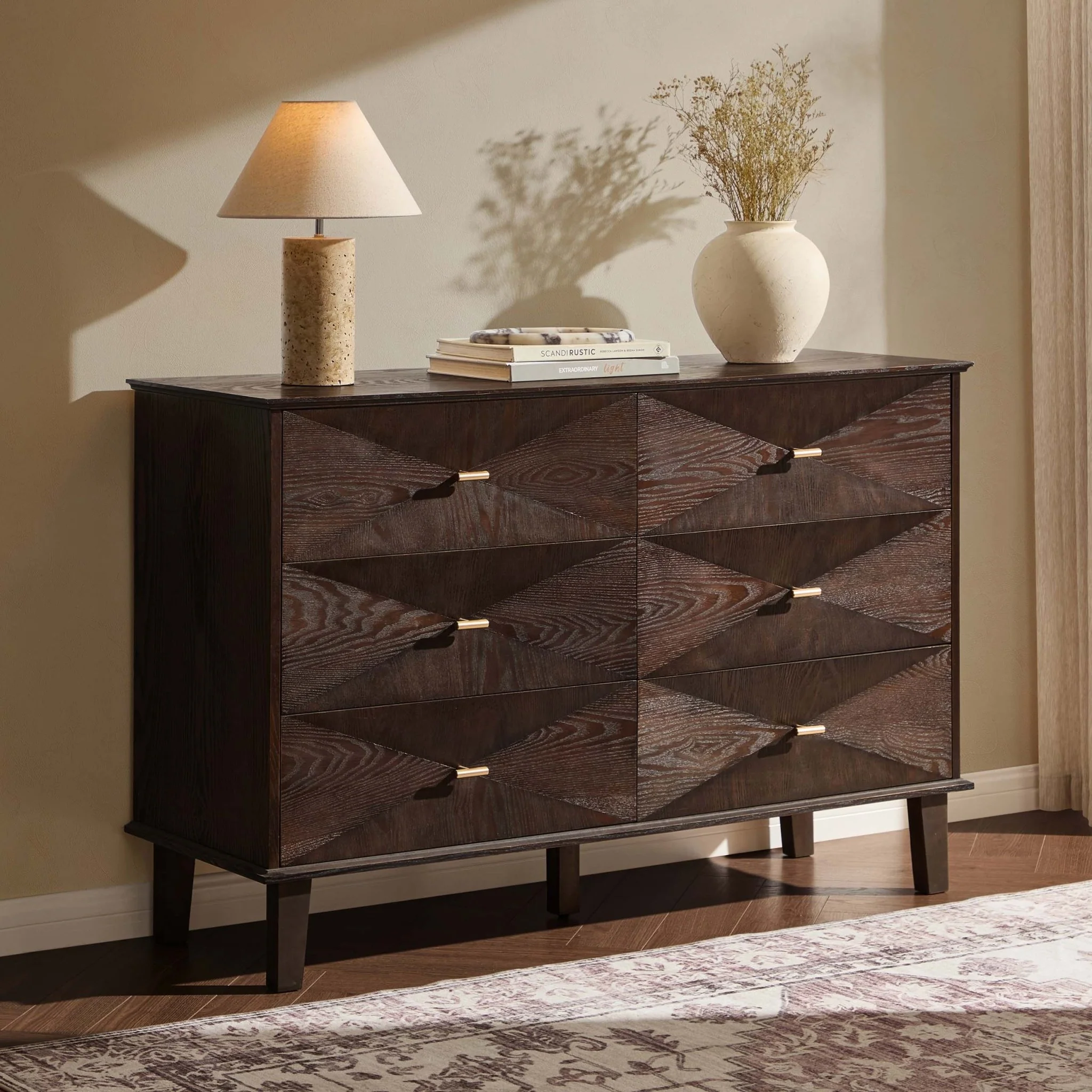 Brianna Concave 6 Drawer Chest - Walnut - Image 2