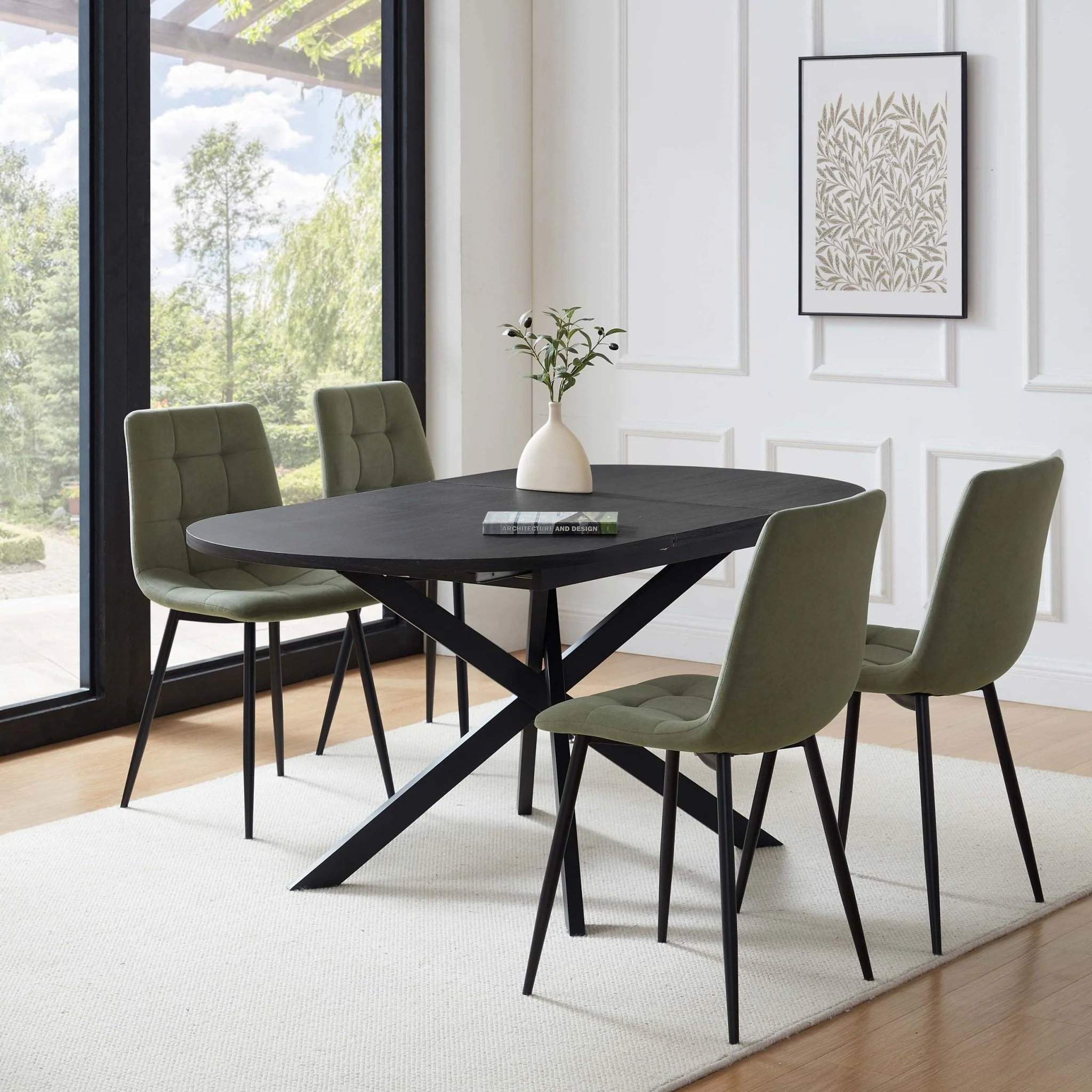 Brooke Oval Extendable 4-8 Seater Dining Table - Black