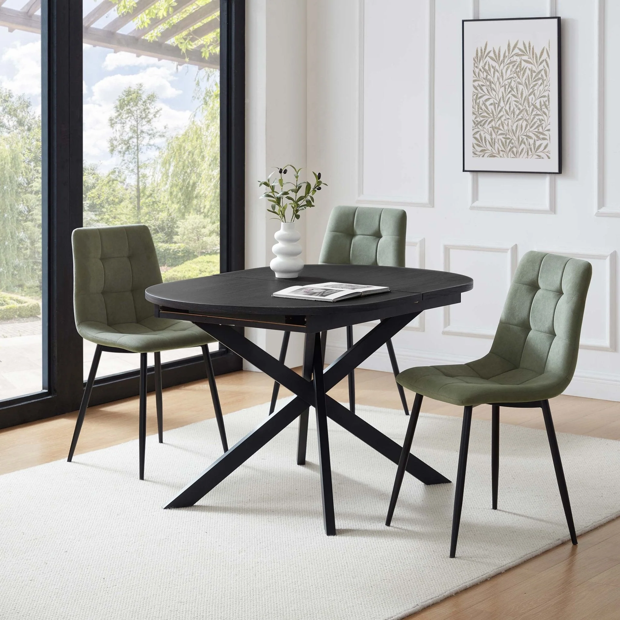 Brooke Oval Extendable 4-8 Seater Dining Table - Black - Image 2