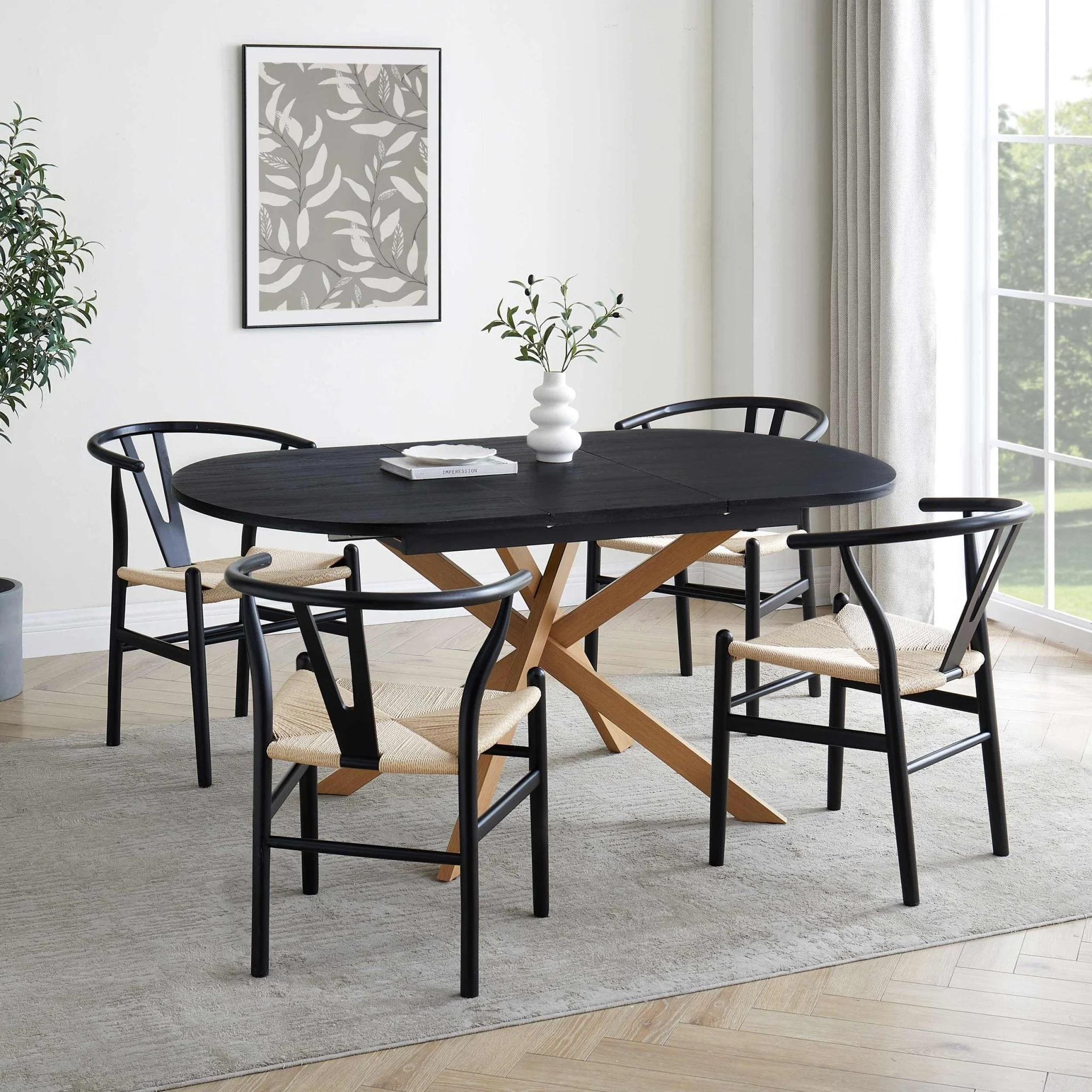 Brooke Oval Extendable 4-8 Seater Dining Table - Black/Wood