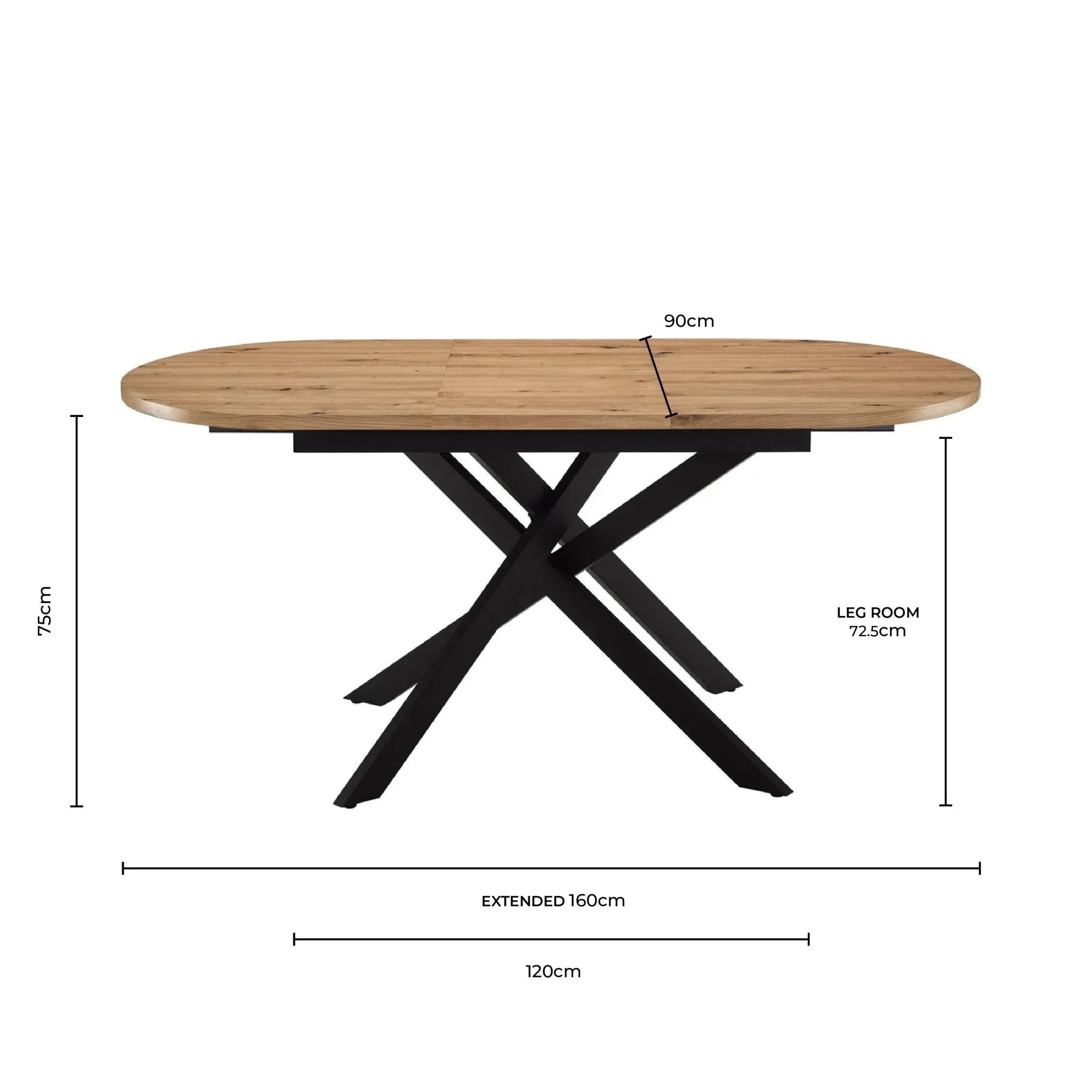 Brooke Oval Extendable 4-8 Seater Dining Table - Wood/Black - Image 10