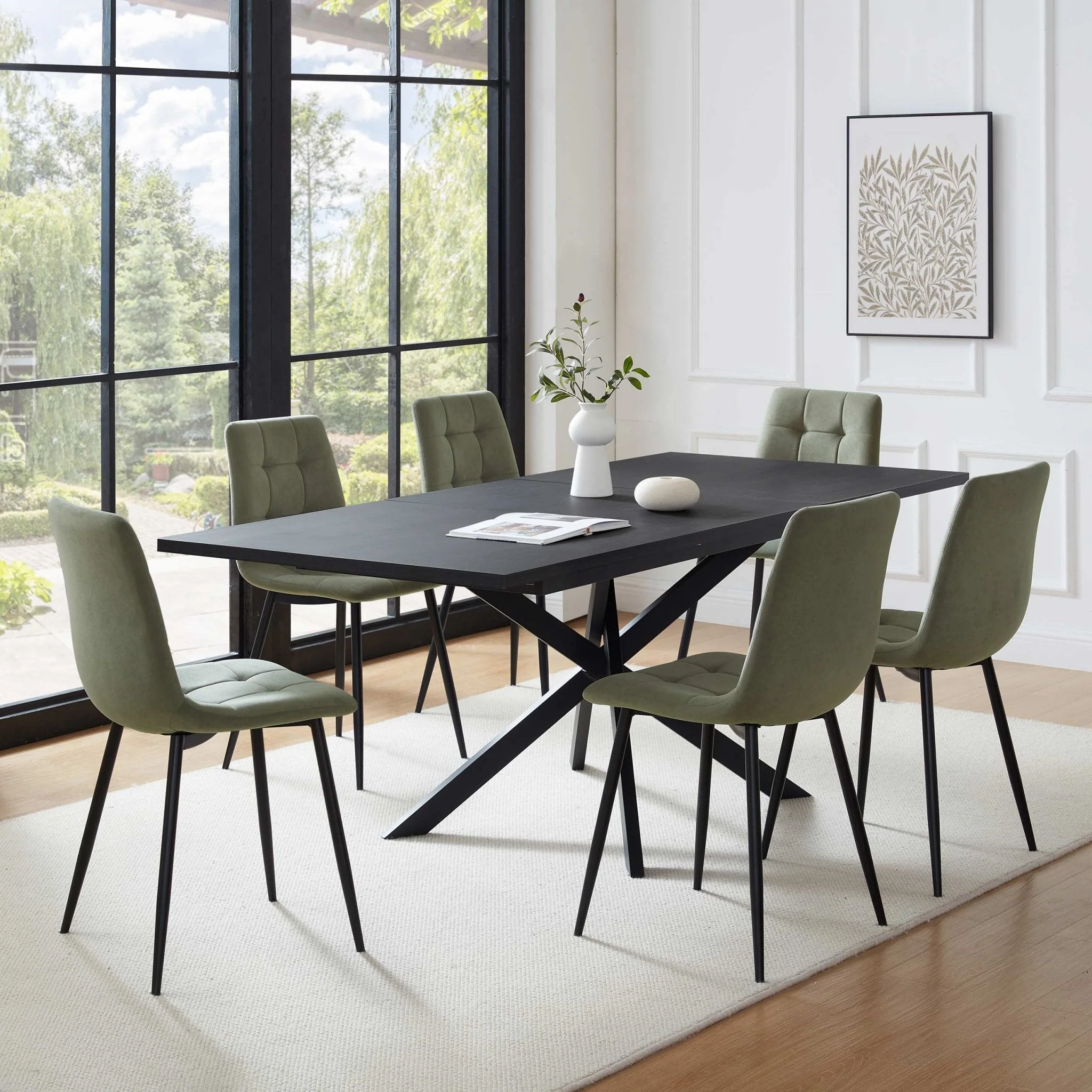 Brooke Rectangle Extendable 6-10 Seater Dining Table - Black