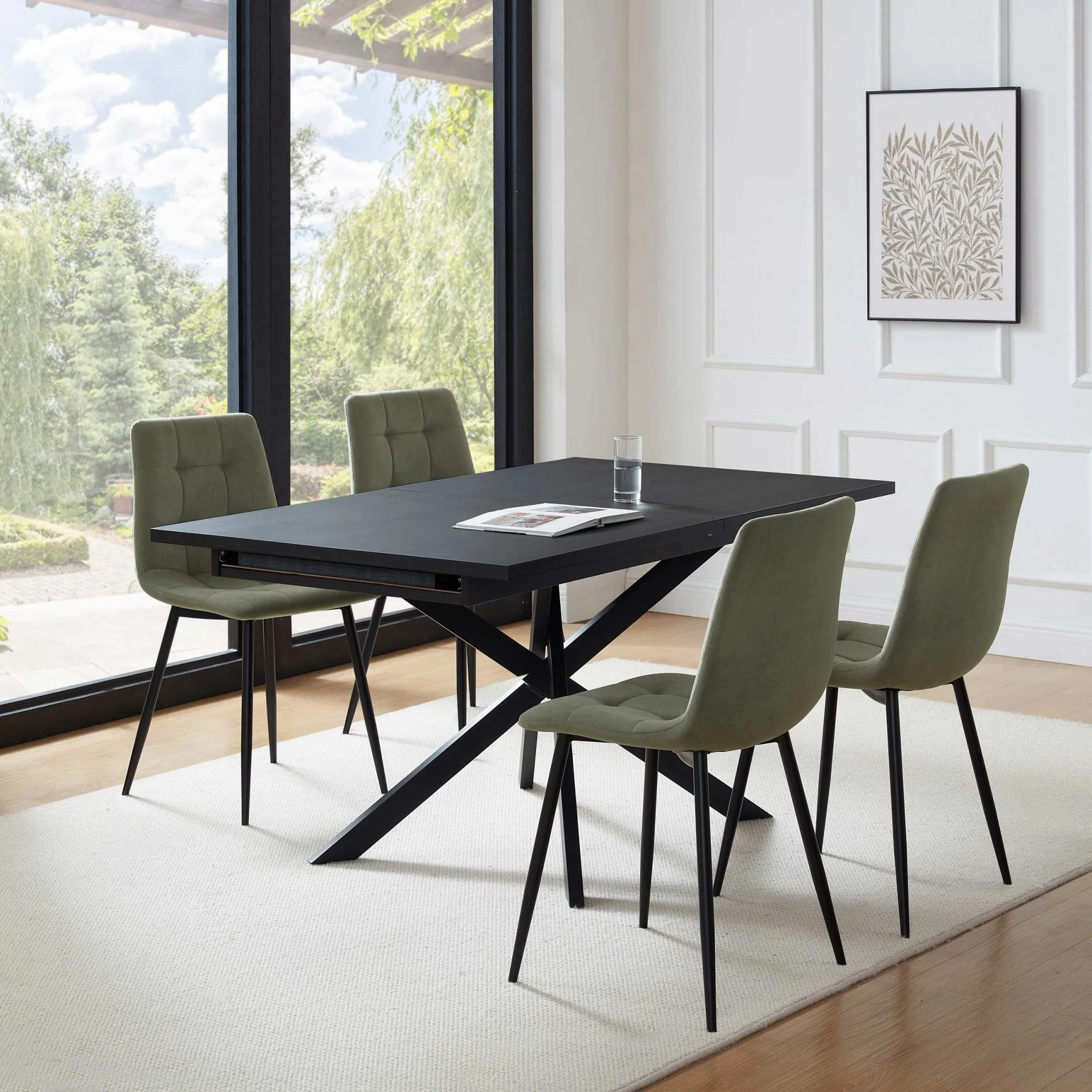 Brooke Rectangle Extendable 6-10 Seater Dining Table - Black - Image 2