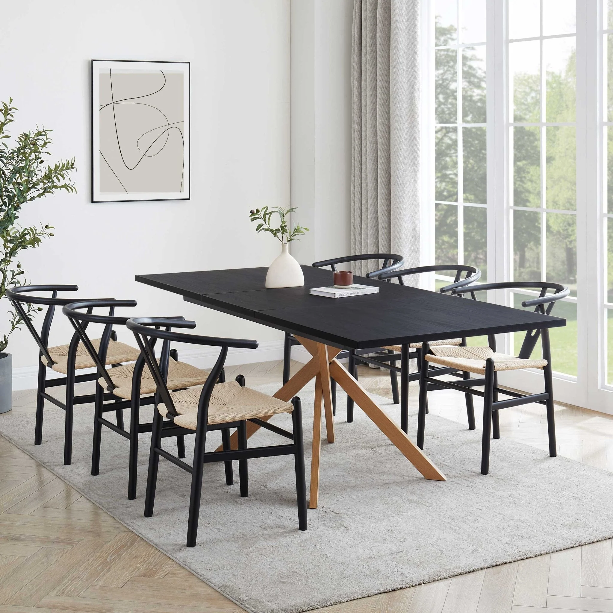 Brooke Rectangle Extendable 6-10 Seater Dining Table - Black/Wood