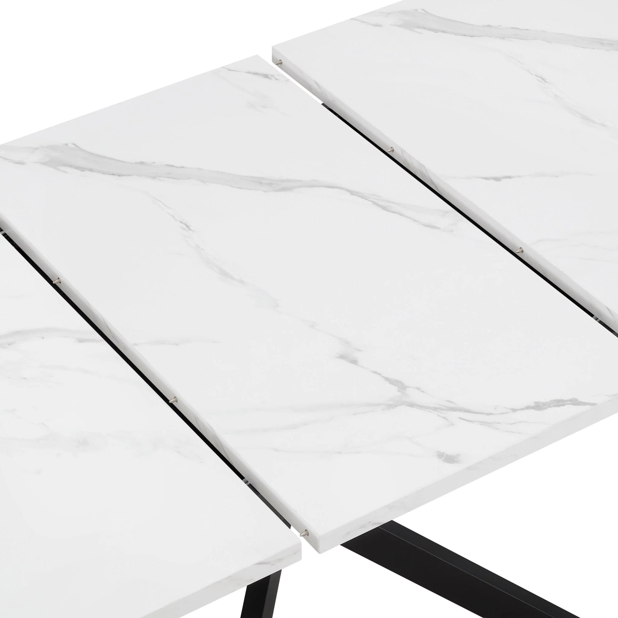 Brooke Rectangle Extendable 6-10 Seater Dining Table - Stone/Black - Image 6