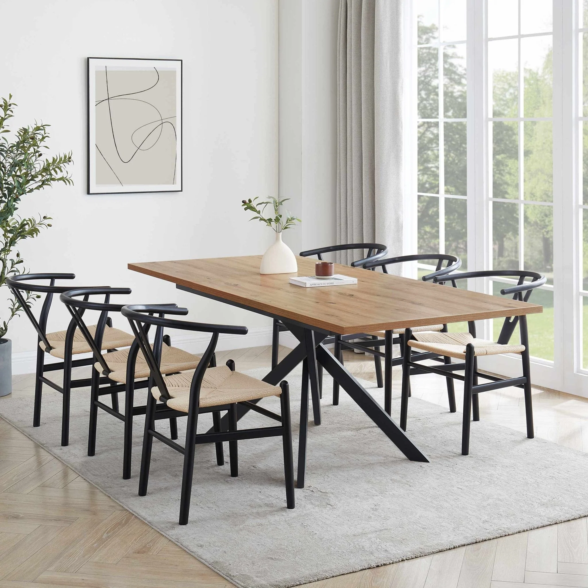 Brooke Rectangle Extendable 6-10 Seater Dining Table - Wood/Black - Image 6
