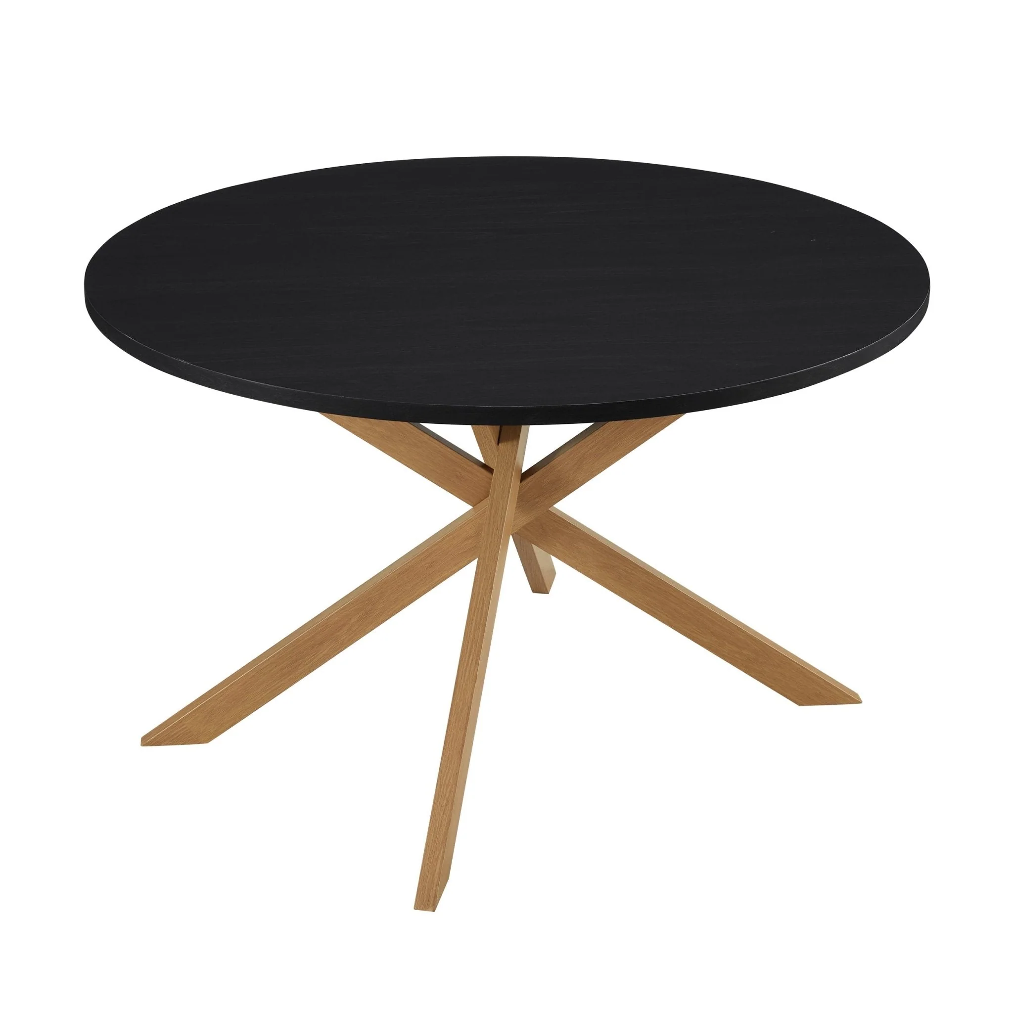 Brooke Round 4-6 Seater Dining Table - Black/Wood - Image 3