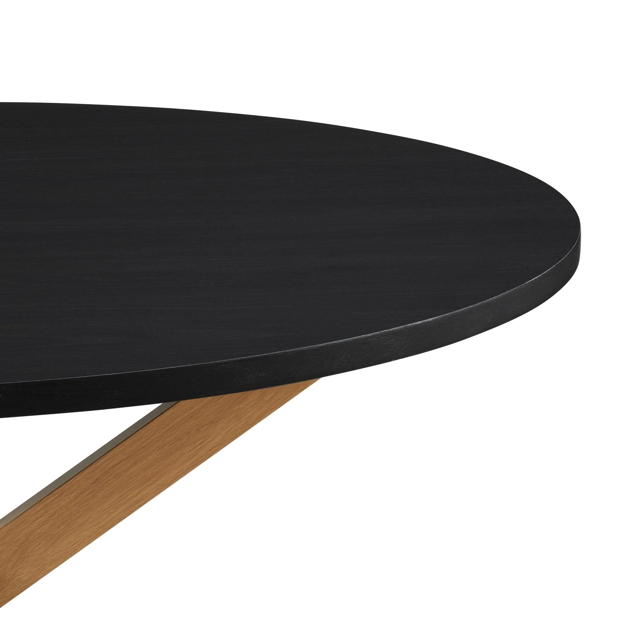 Brooke Round 4-6 Seater Dining Table - Black/Wood - Image 4