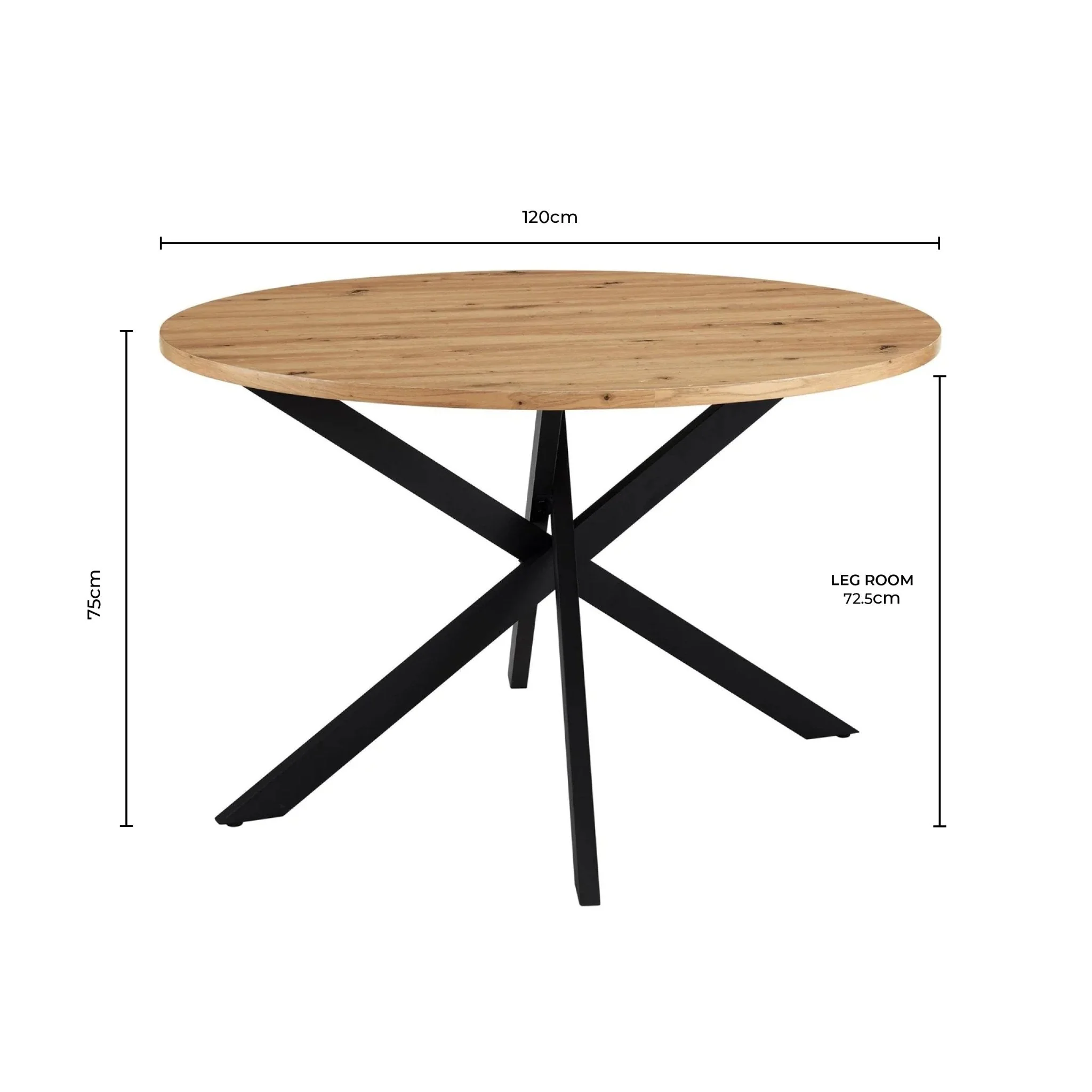 Brooke Round 4-6 Seater Dining Table - Black/Wood - Image 7