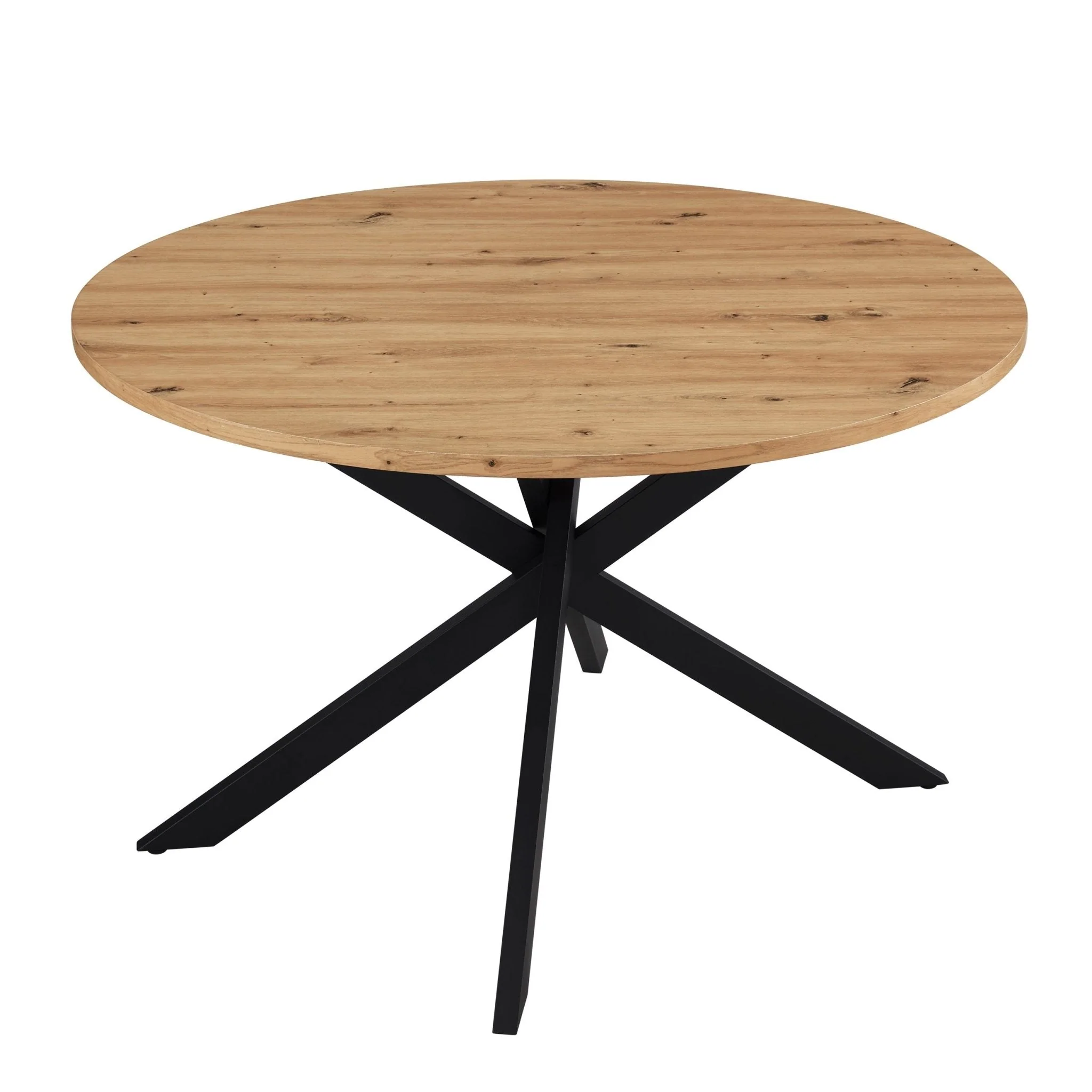 Brooke Round 4-6 Seater Dining Table - Wood/Black - Image 3