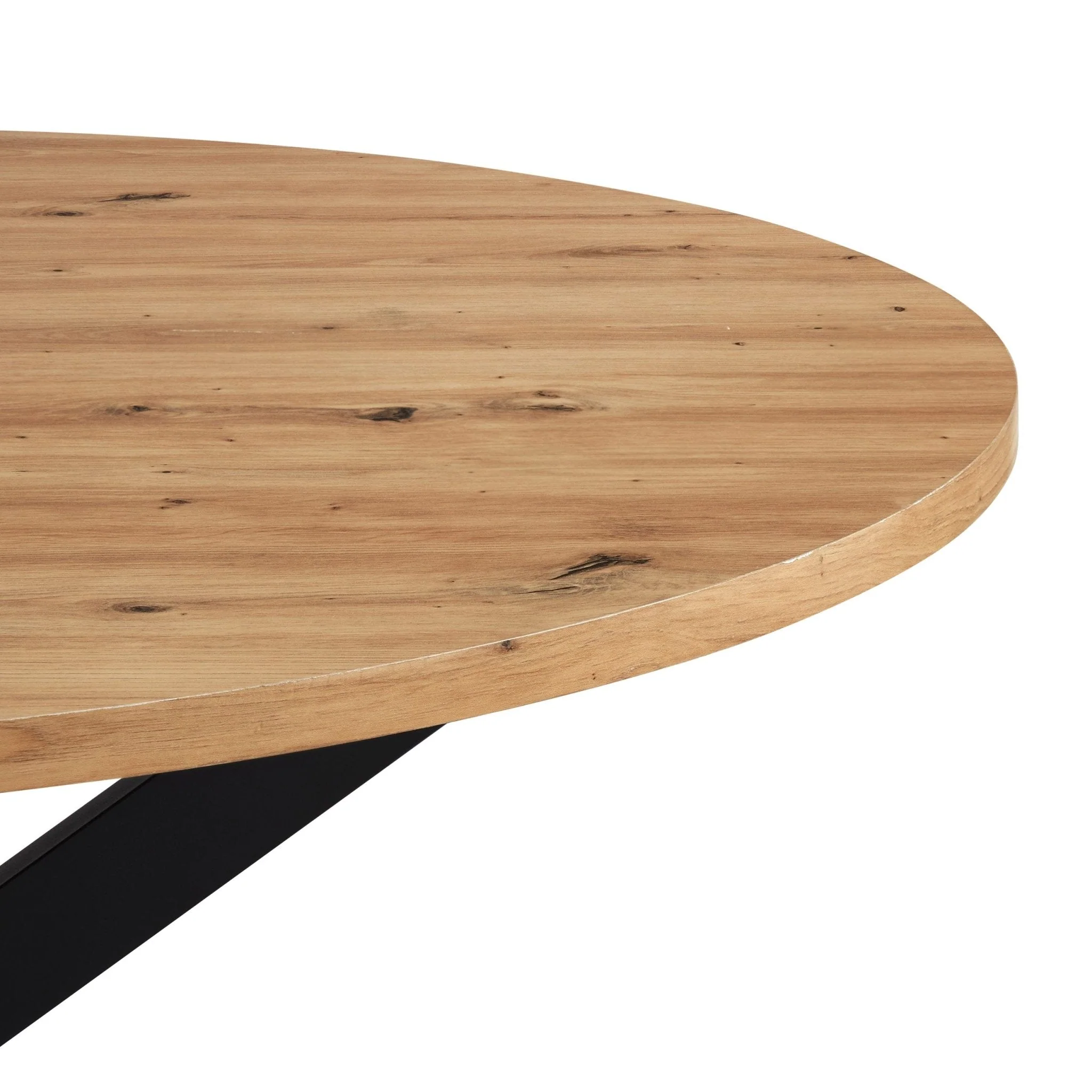 Brooke Round 4-6 Seater Dining Table - Wood/Black - Image 4