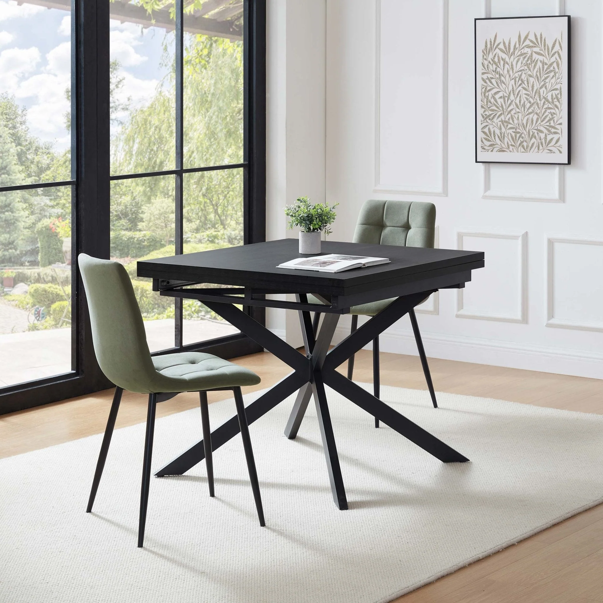 Brooke Square Extendable 4-8 Seater Dining Table - Black - Image 2