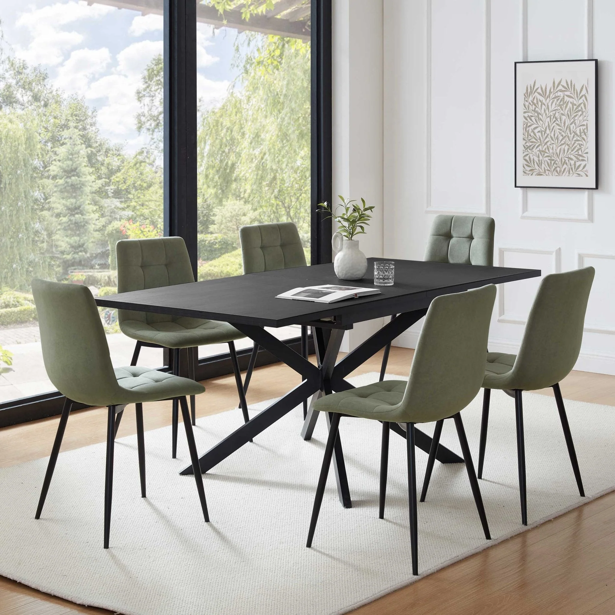 Brooke Square Extendable 4-8 Seater Dining Table - Black - Image 4