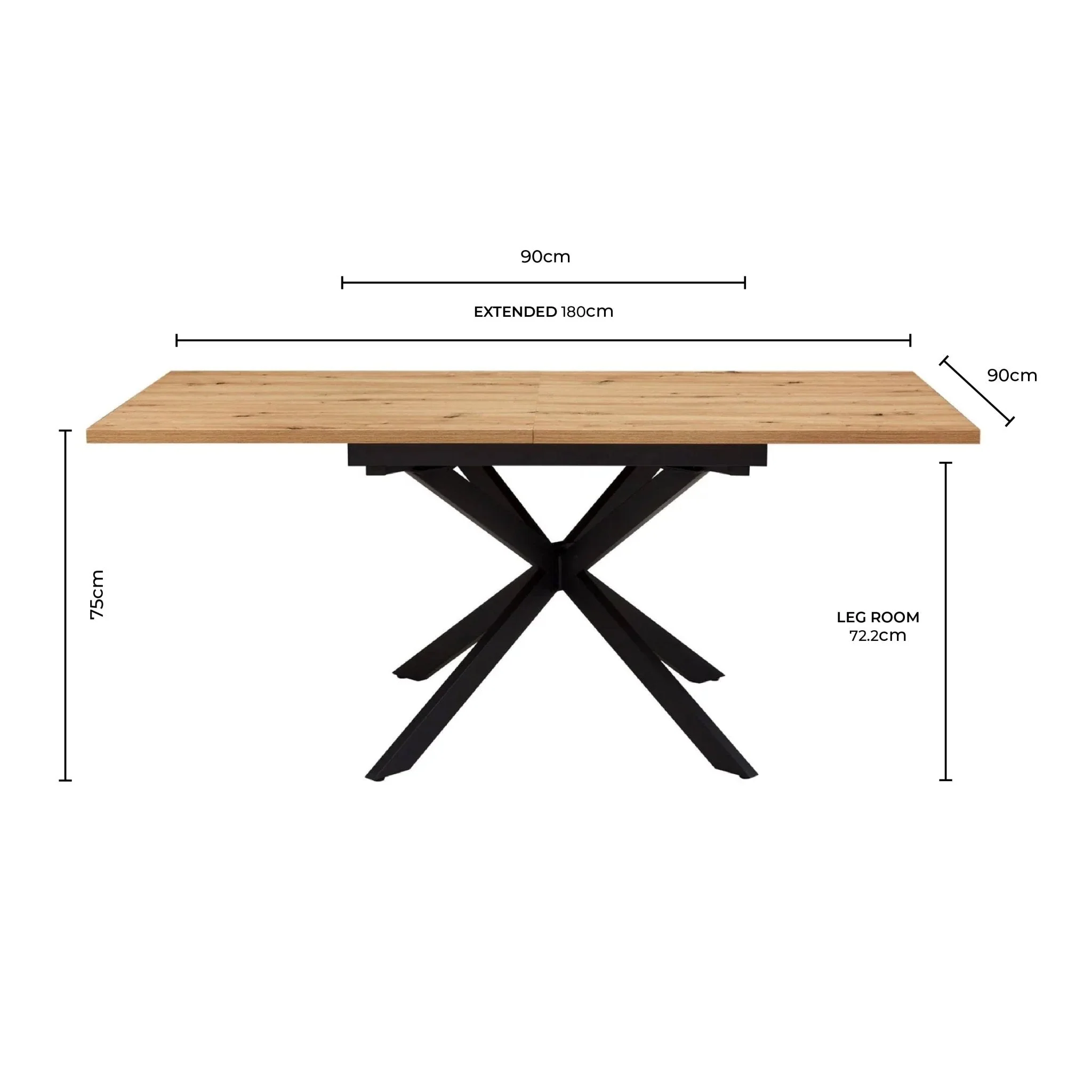 Brooke Square Extendable 4-8 Seater Dining Table - Wood/Black - Image 11