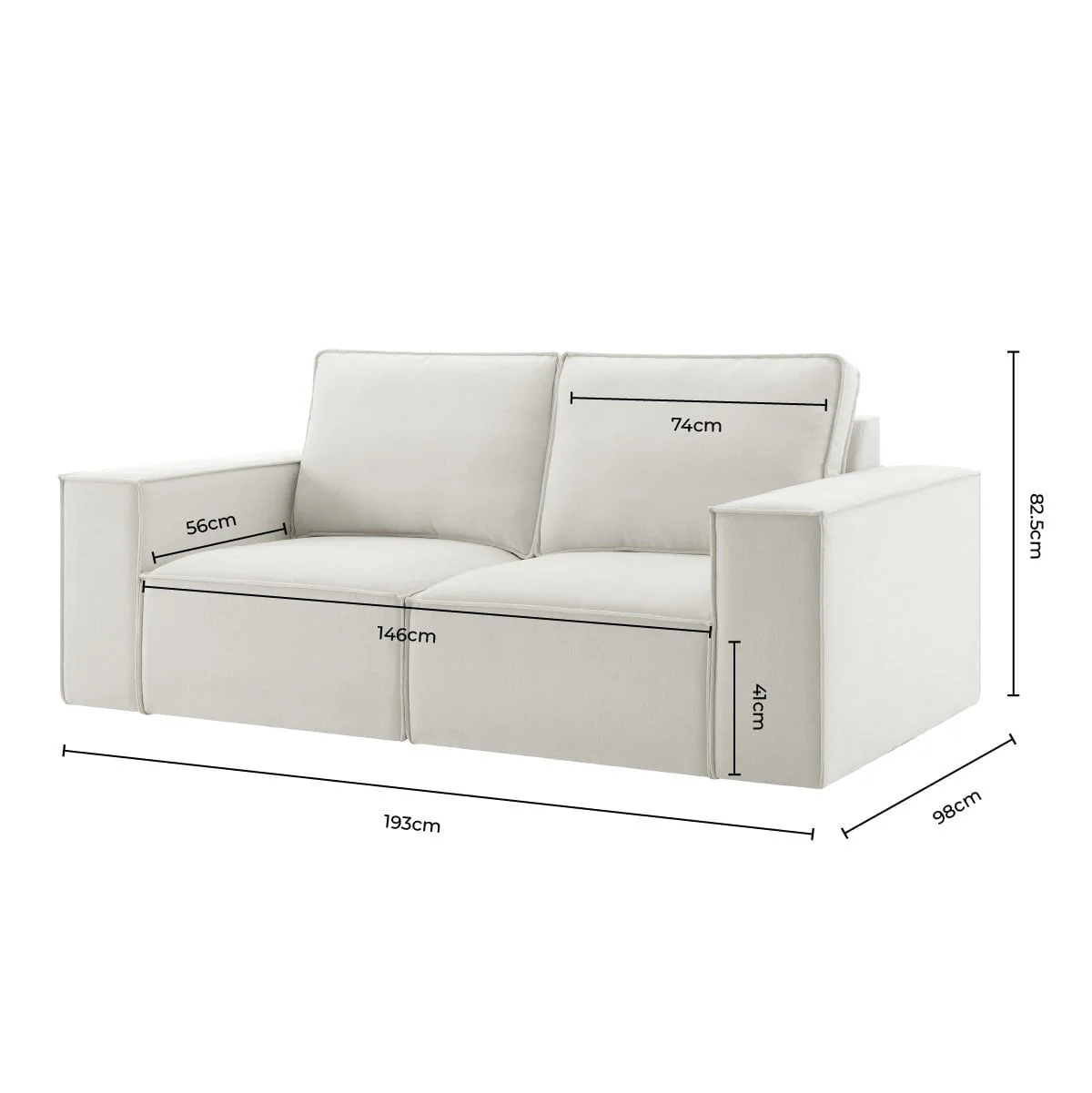 Brooklyn 2 Seater Sofa - Ivory - Image 14