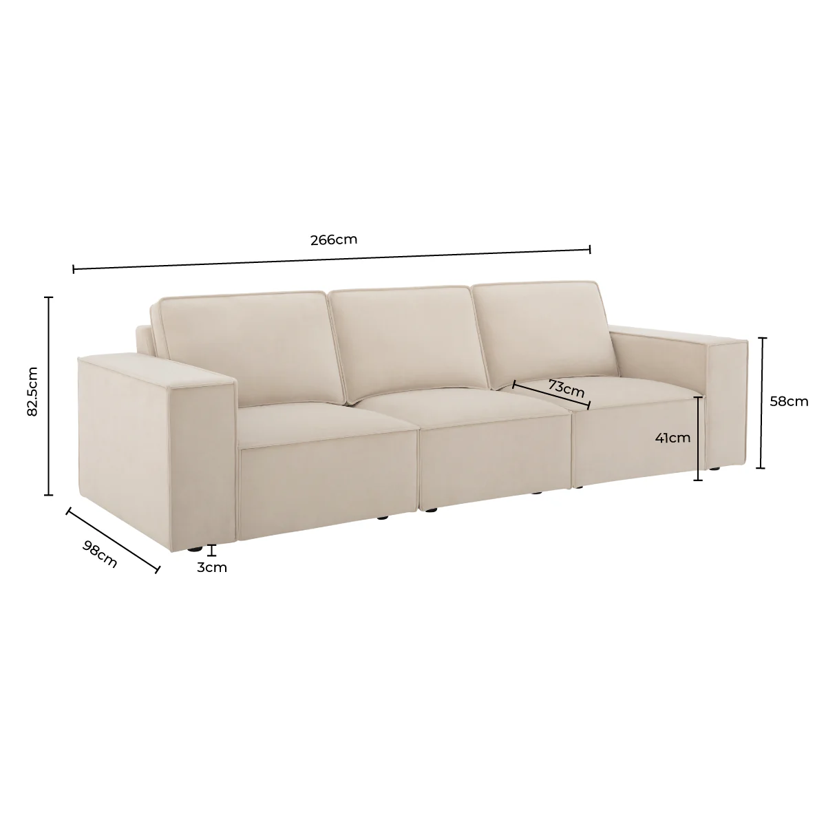 Brooklyn 3 Seater Sofa - Cappuccino - Image 5
