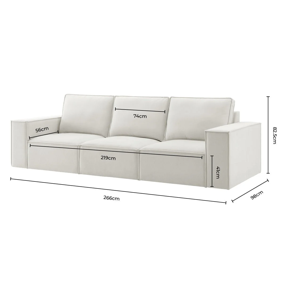 Brooklyn 3 Seater Sofa - Ivory - Image 17