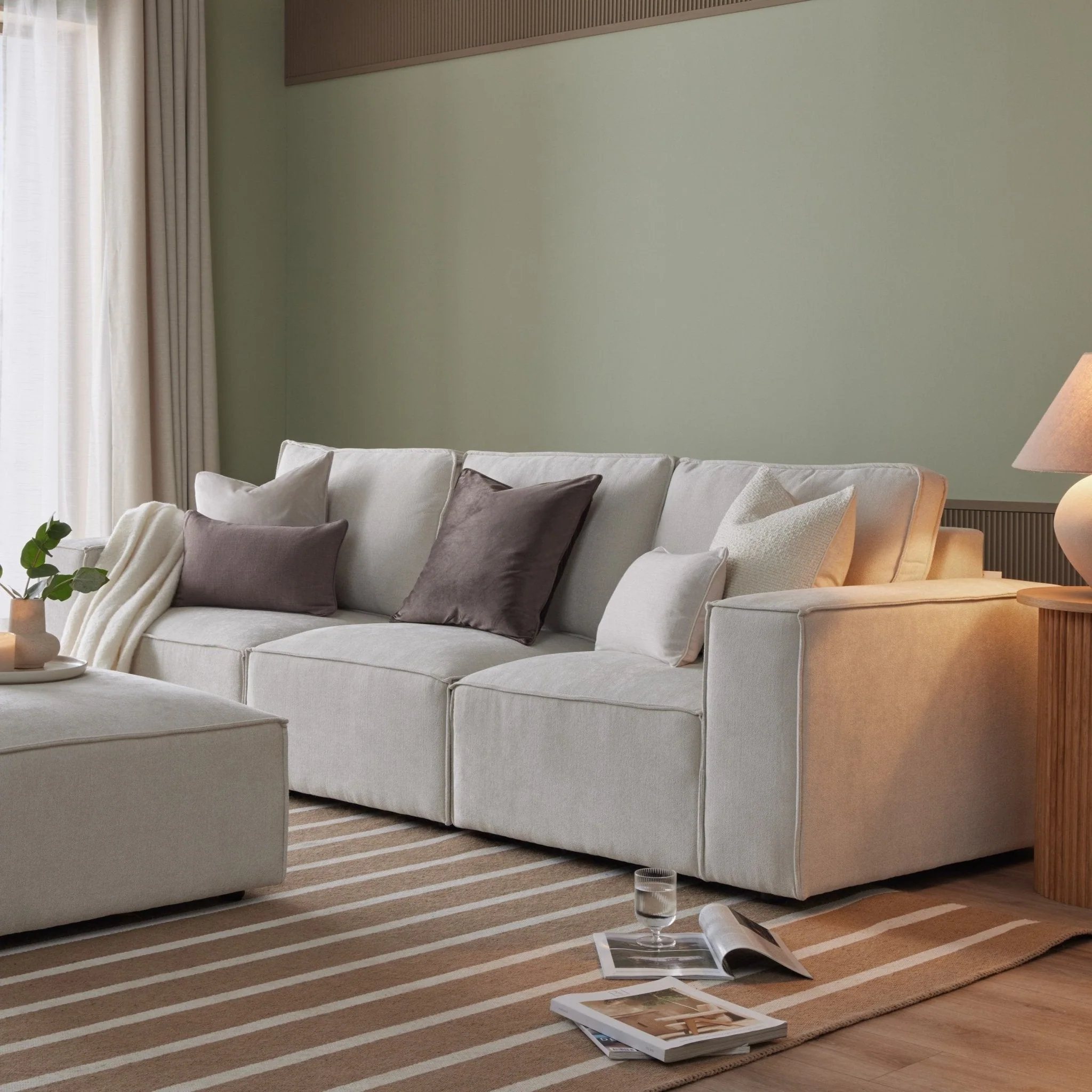 Brooklyn 3 Seater Sofa - Ivory - Image 4