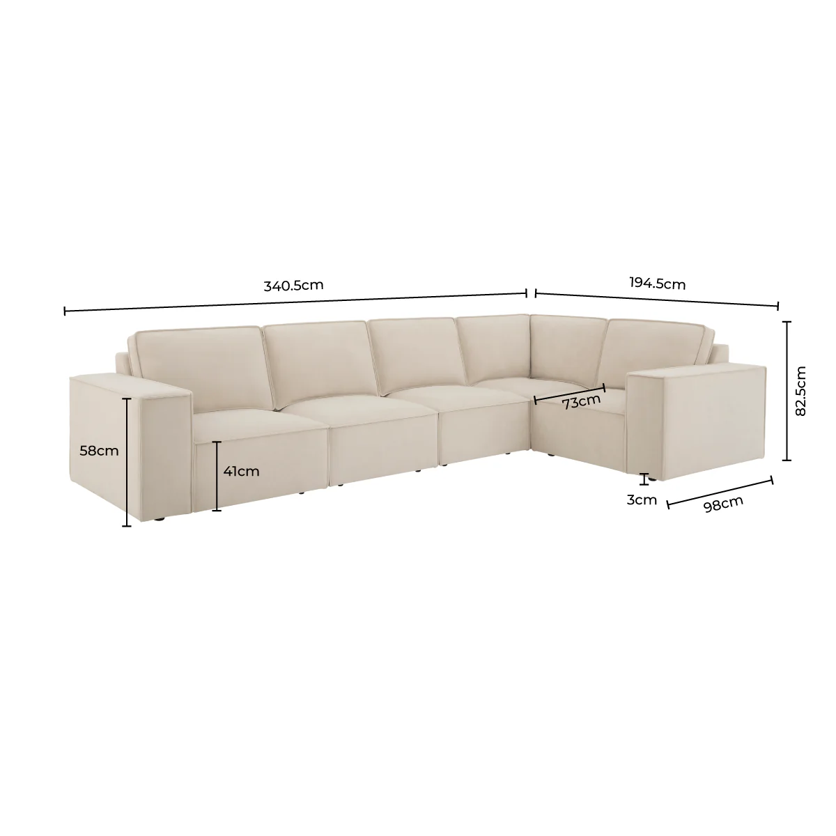 Brooklyn Large Right Hand L-Shape Sofa - Cappuccino - Image 6