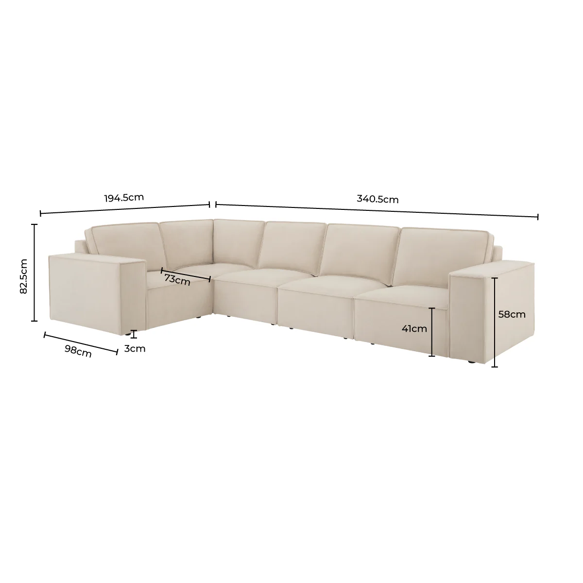 Brooklyn Large Left Hand L-Shape Sofa - Ivory - Image 4