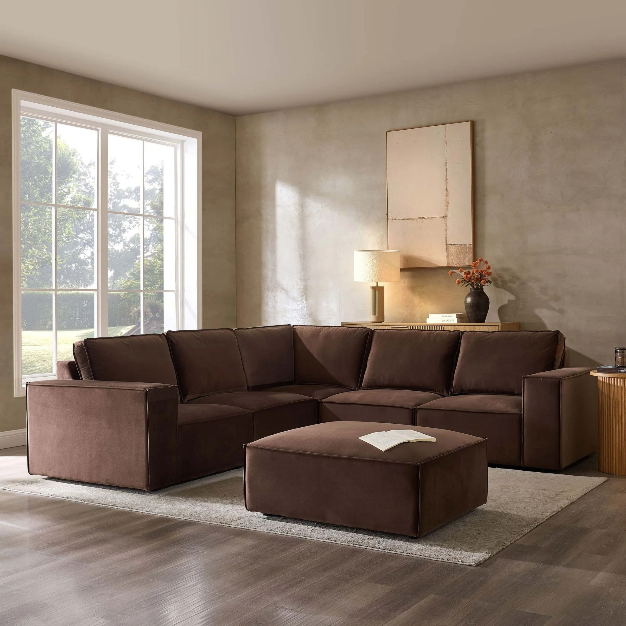 Brooklyn Large Left Hand Corner Sofa - Cappuccino
