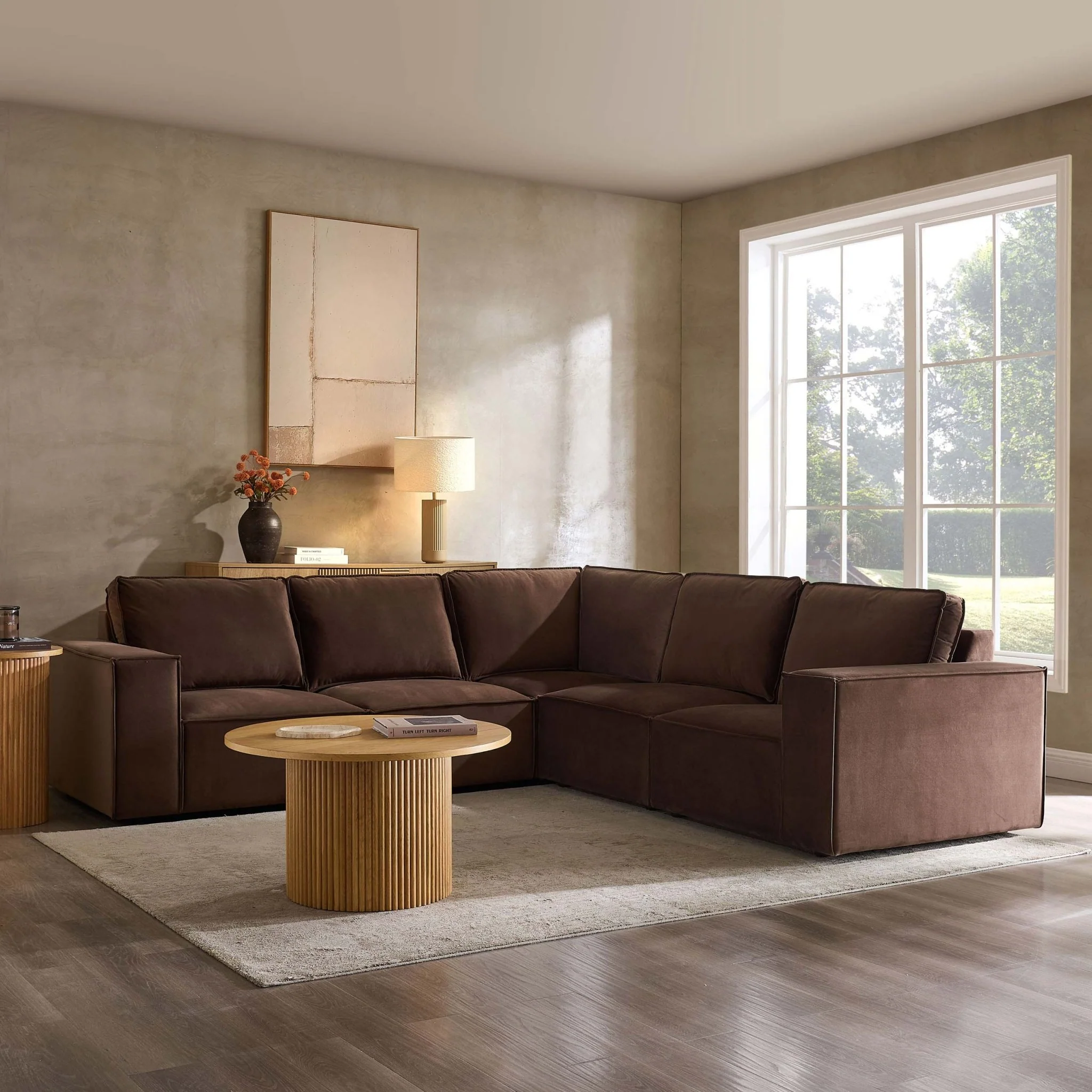 Brooklyn Large Right Hand Corner Sofa - Cappuccino