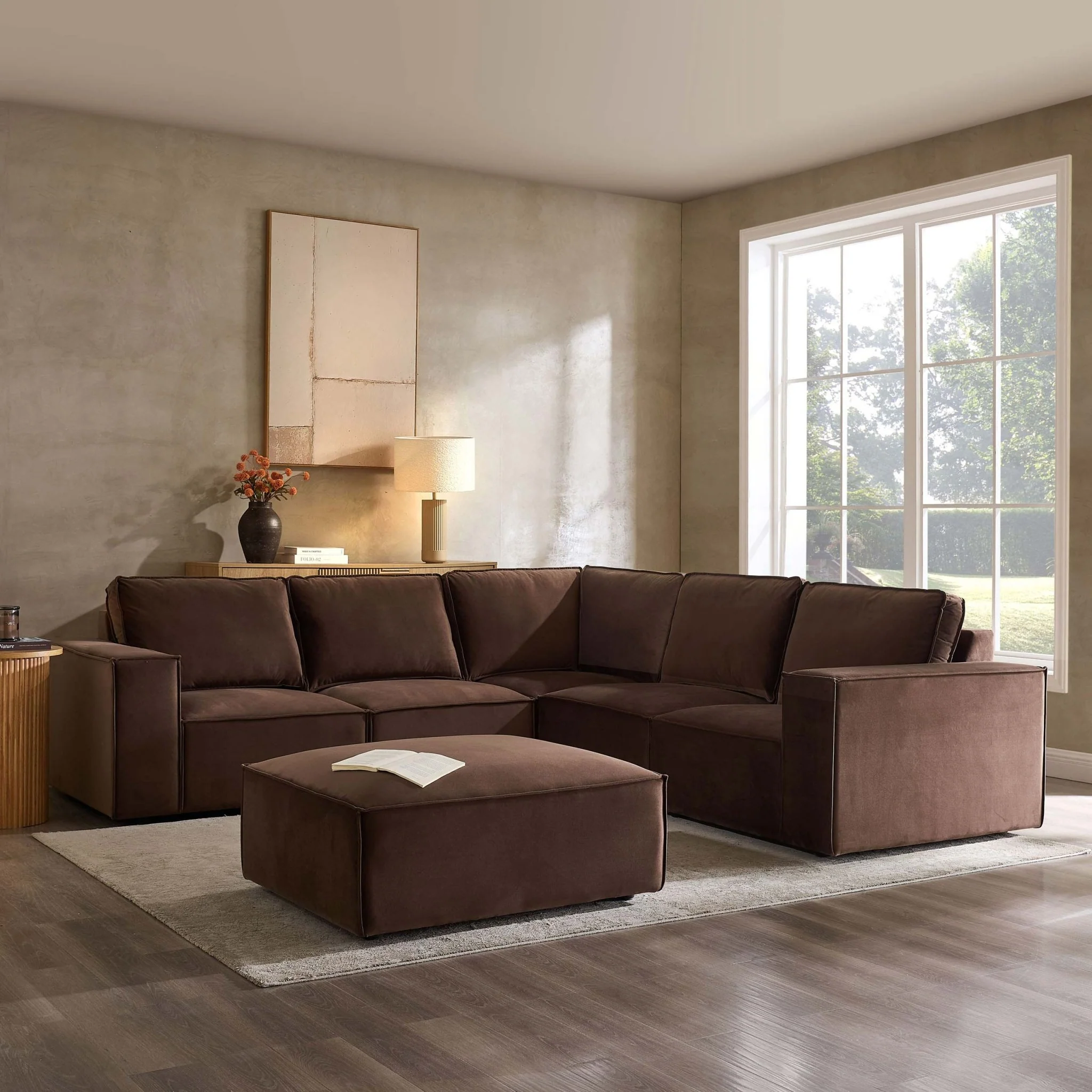 Brooklyn Large Right Hand Corner Sofa - Cappuccino - Image 2