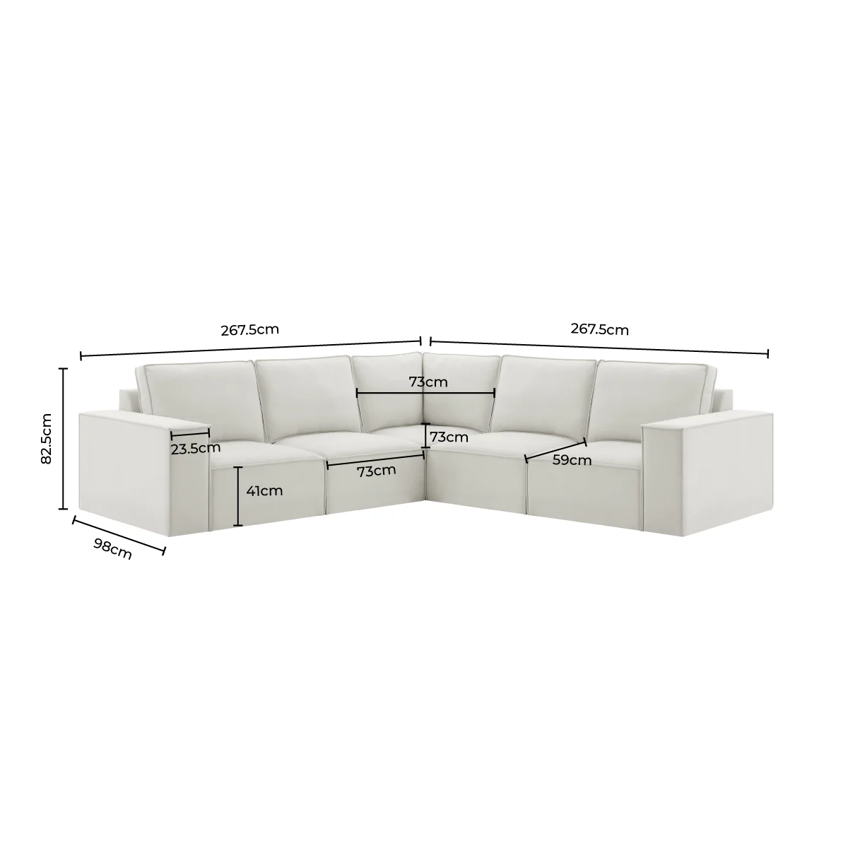 Brooklyn Large Left Hand Corner Sofa - Ivory - Image 6