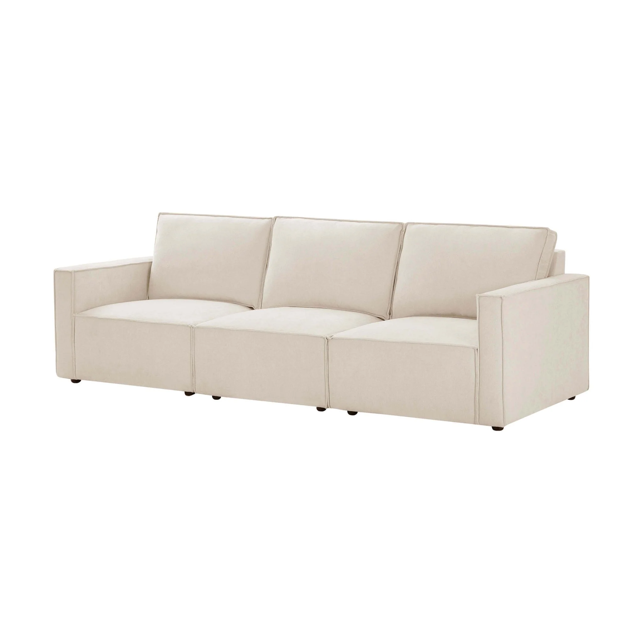 Brooklyn Slim Arm 3 Seater Sofa - Chenille Ivory - Image 2