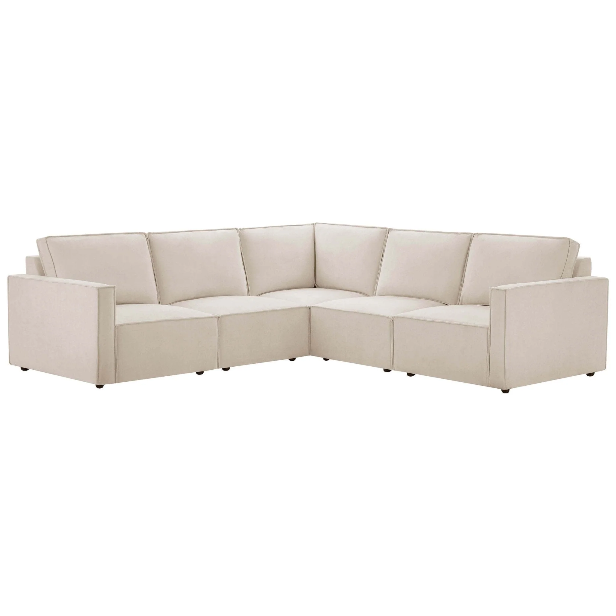 Brooklyn Slim Arm Large Left Hand Corner Sofa - Chenille Ivory - Image 2