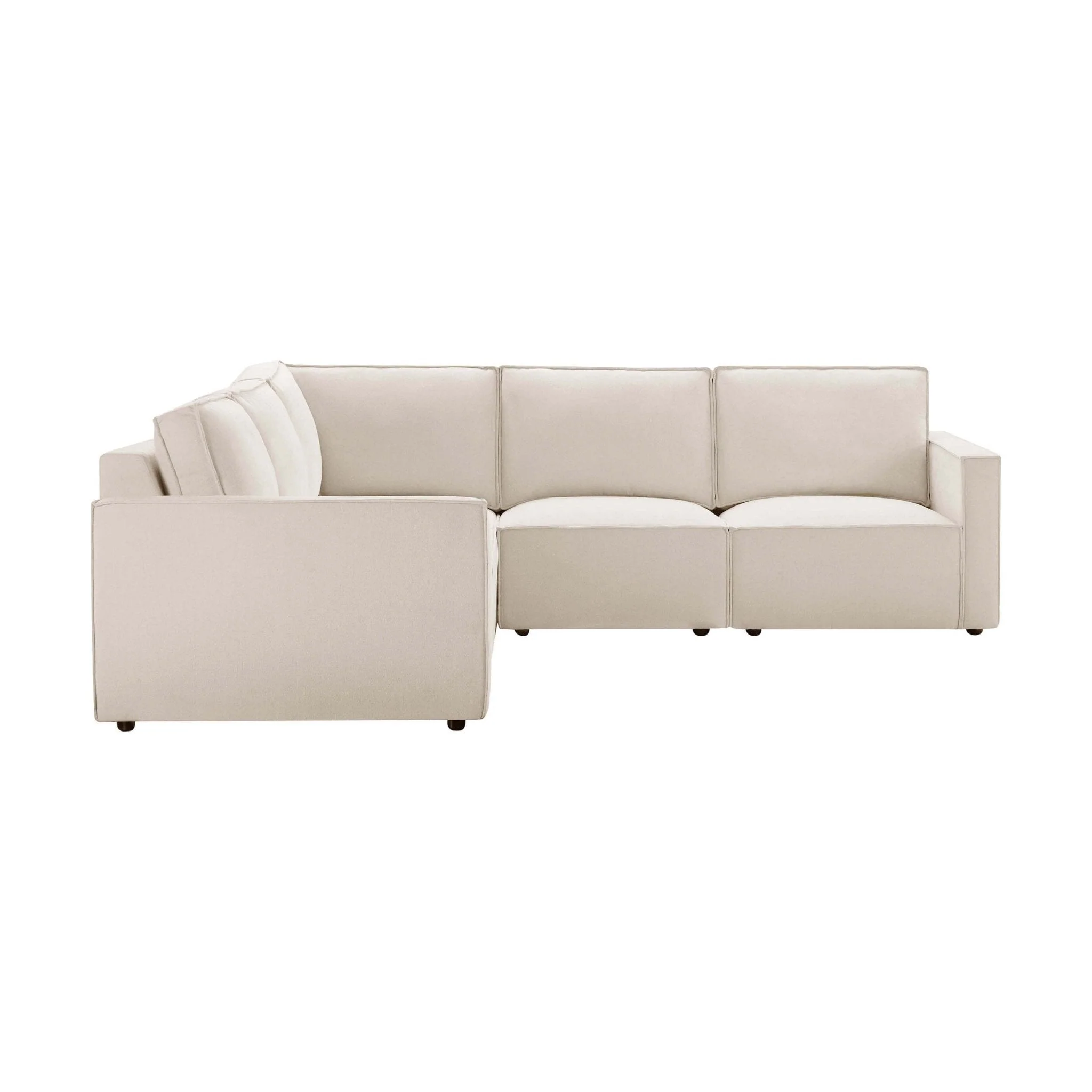Brooklyn Slim Arm Large Left Hand Corner Sofa - Chenille Ivory - Image 3