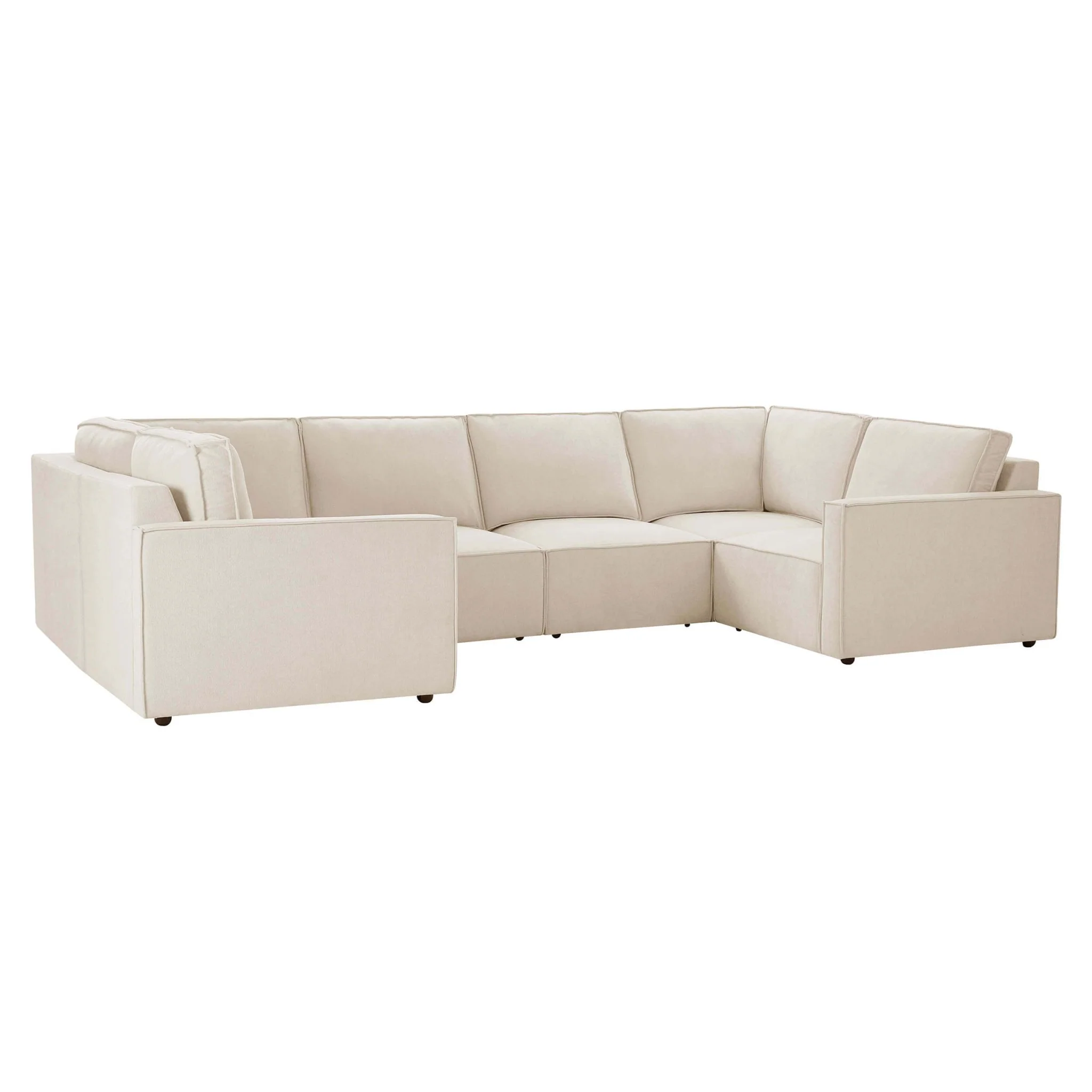 Brooklyn Slim Arm U-Shape Sofa - Chenille Ivory - Image 2