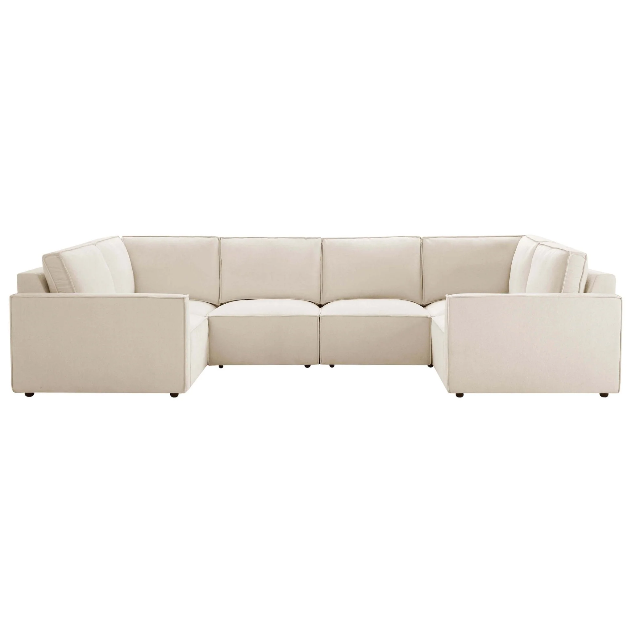 Brooklyn Slim Arm U-Shape Sofa - Chenille Ivory - Image 3