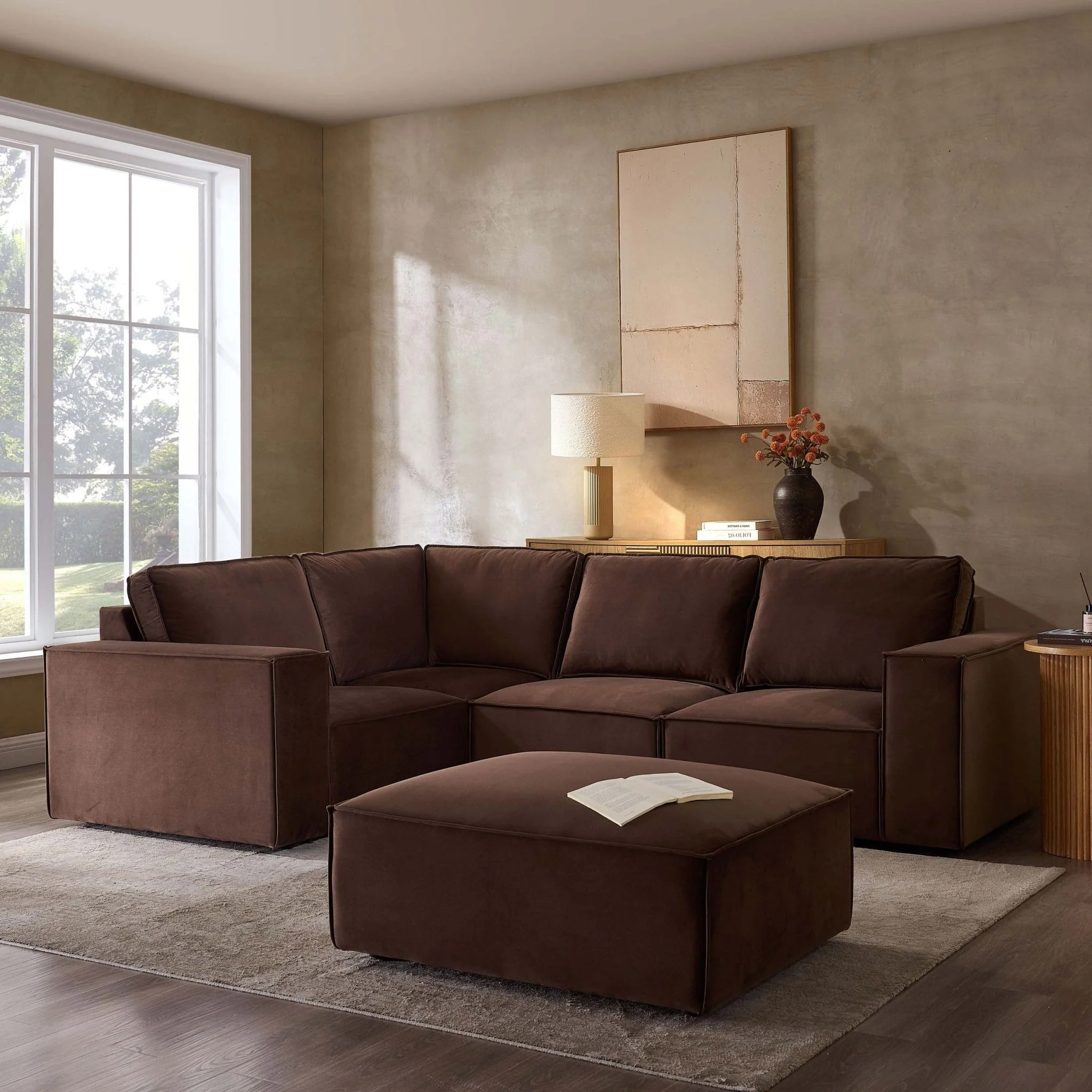 Brooklyn Small Left Hand L-Shape Sofa - Cappuccino