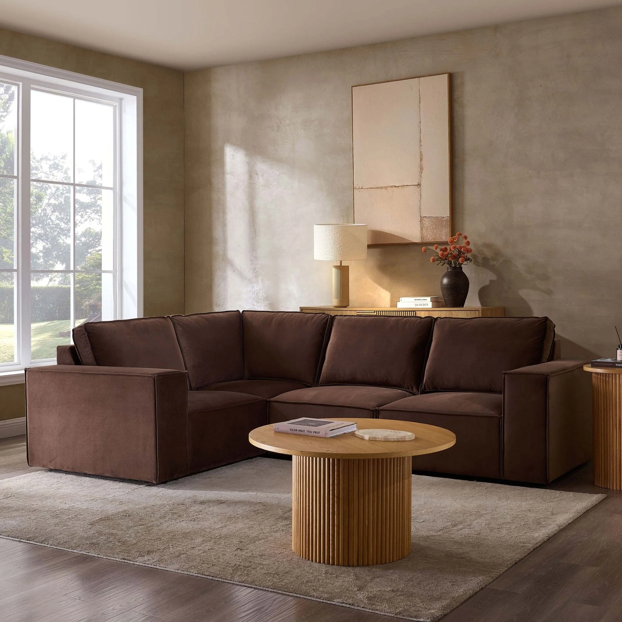 Brooklyn Small Left Hand L-Shape Sofa - Cappuccino - Image 2