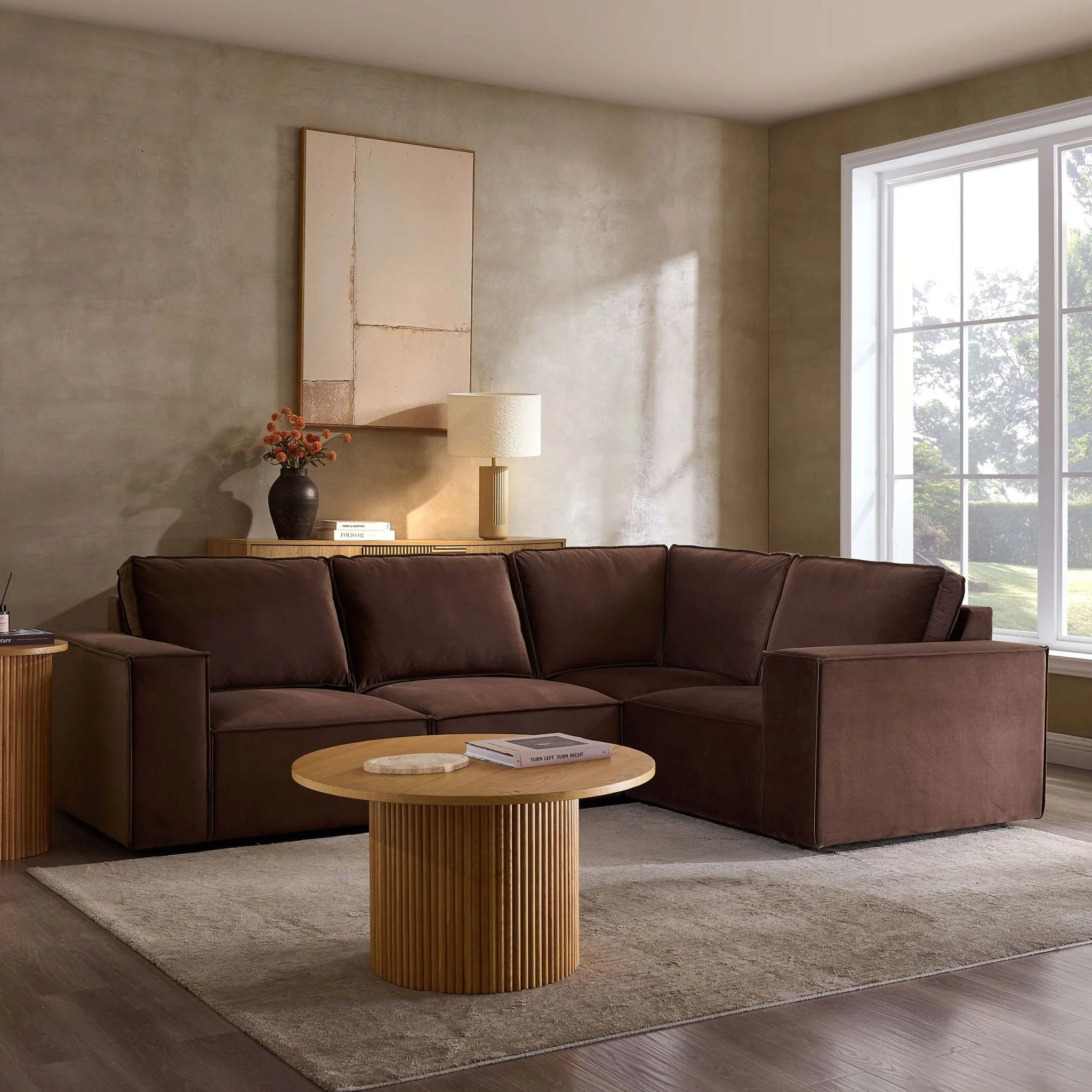Brooklyn Small Right Hand L-Shape Sofa - Cappuccino