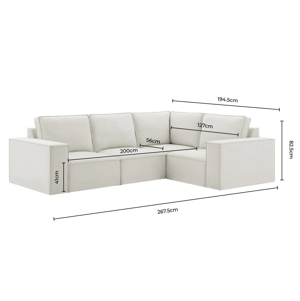 Brooklyn Small Right Hand L-Shape Sofa - Cappuccino - Image 6