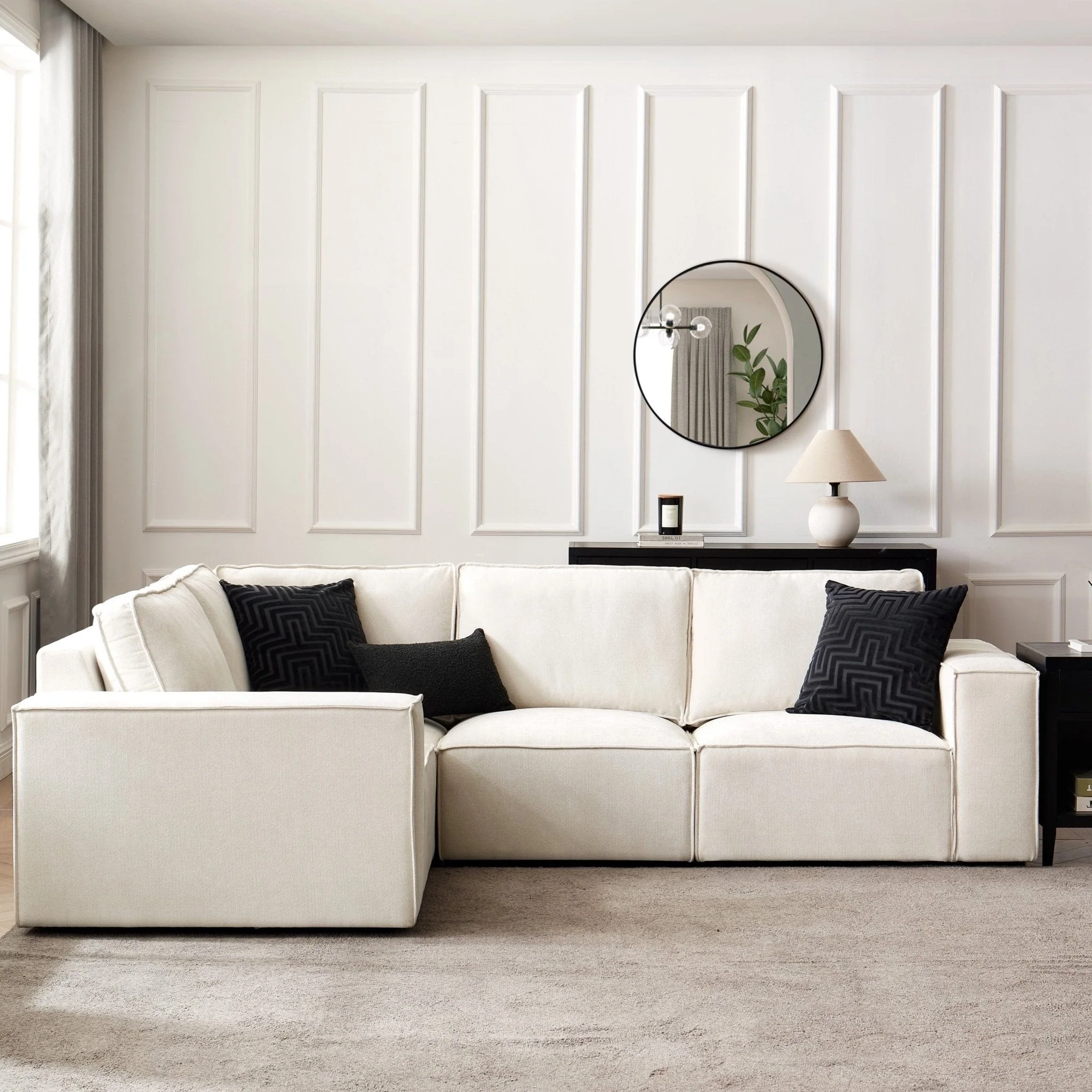 Brooklyn Small Left Hand L-Shape Sofa - Ivory