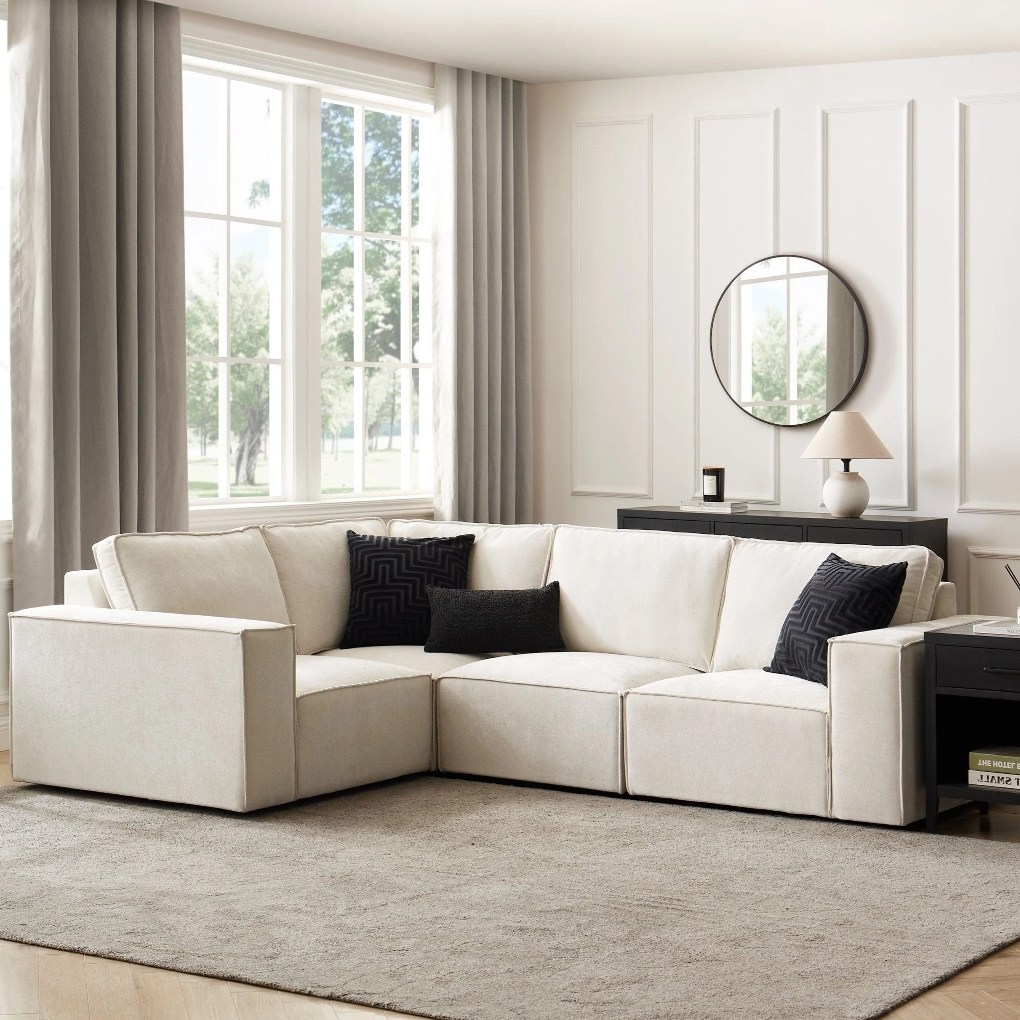 Brooklyn Small Left Hand L-Shape Sofa - Ivory - Image 3