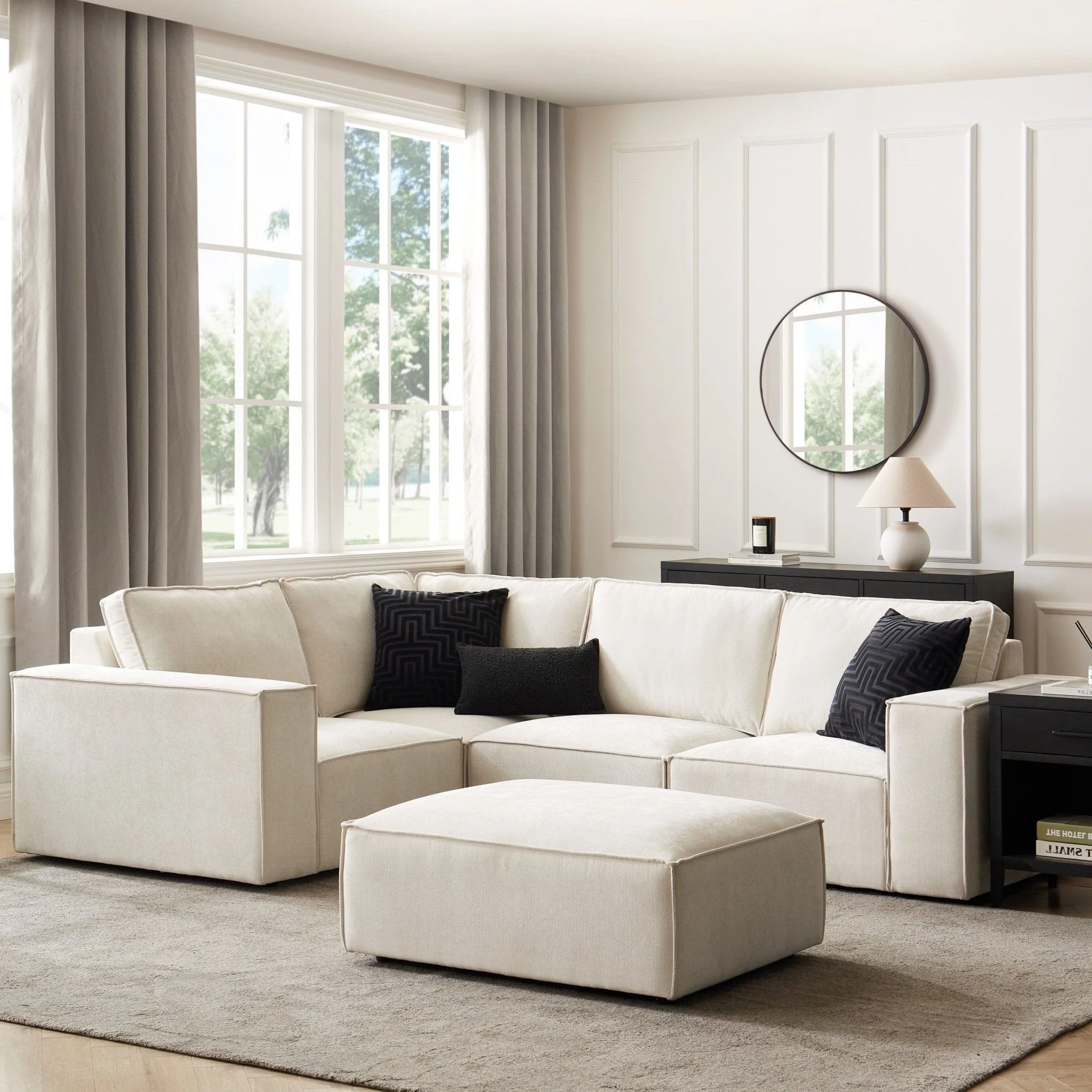 Brooklyn Small Left Hand L-Shape Sofa - Ivory - Image 4