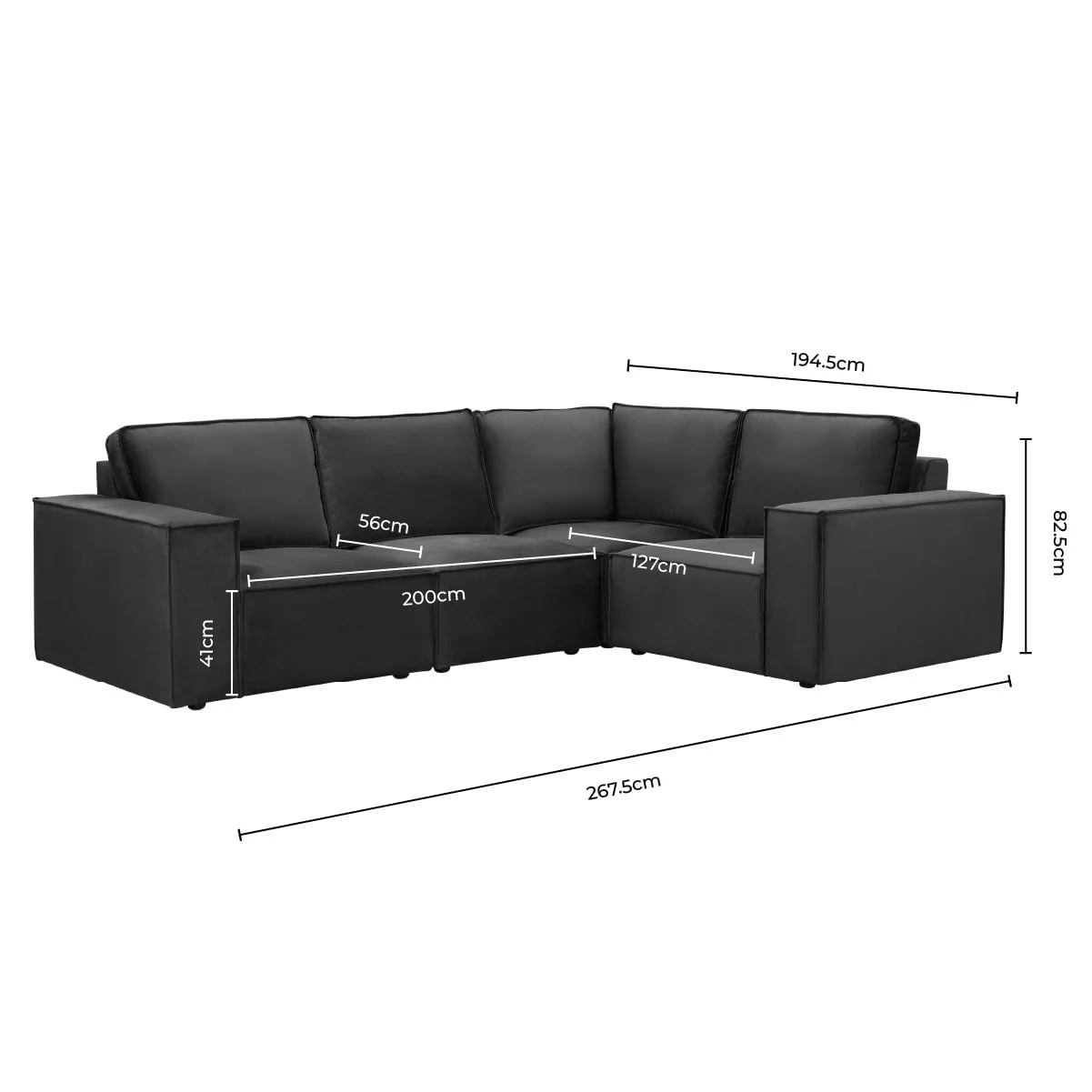 Brooklyn Small Right Hand L-Shape Sofa - Ink - Image 6