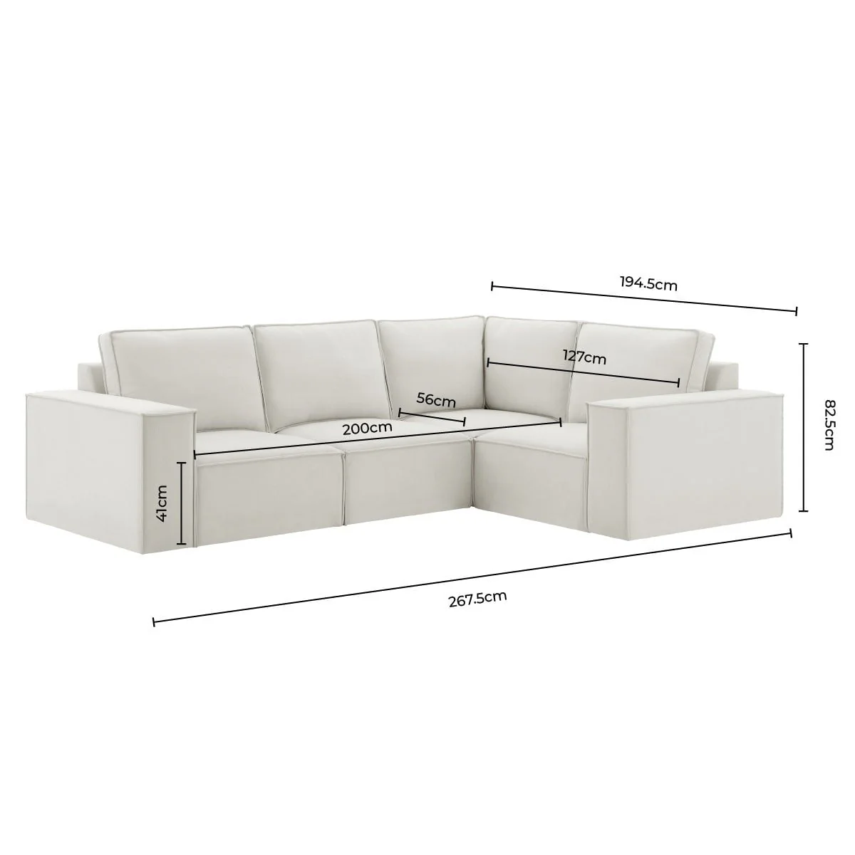 Brooklyn Small Right Hand L-Shape Sofa - Ivory - Image 12